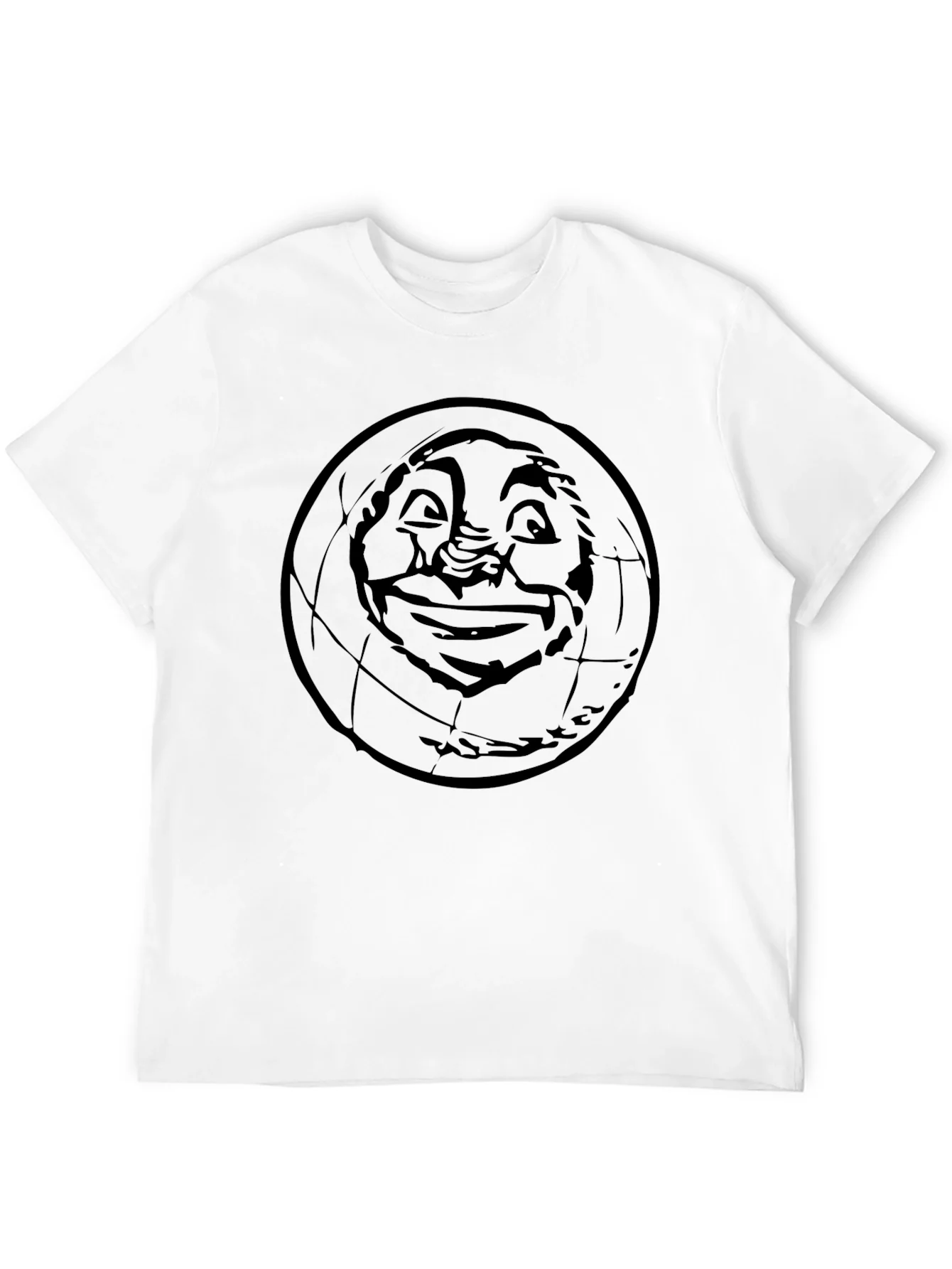 Camiseta Negra con Dise?o de Mundo Sonriente