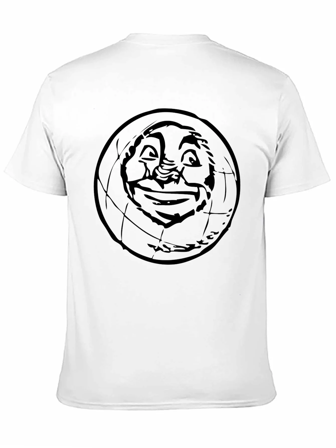 Camiseta Negra con Dise?o de Mundo Sonriente