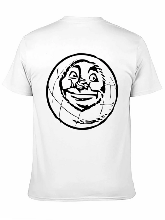 Camiseta Negra con Dise?o de Mundo Sonriente