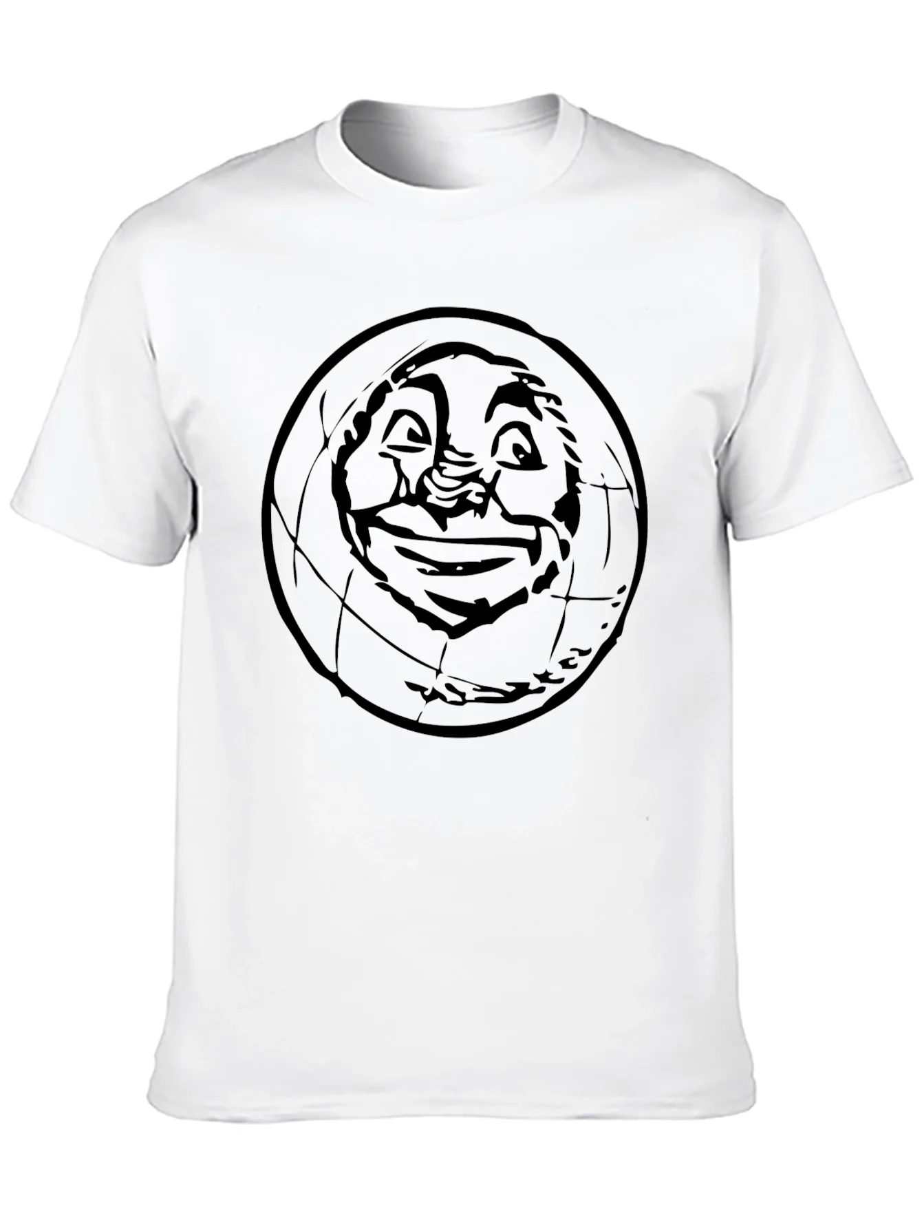 Camiseta Negra con Dise?o de Mundo Sonriente