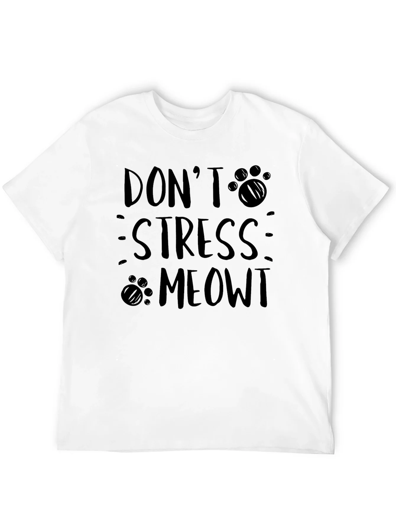 Rebbecca Dont Stress Meowt Cat Paw Print Graphic Tee