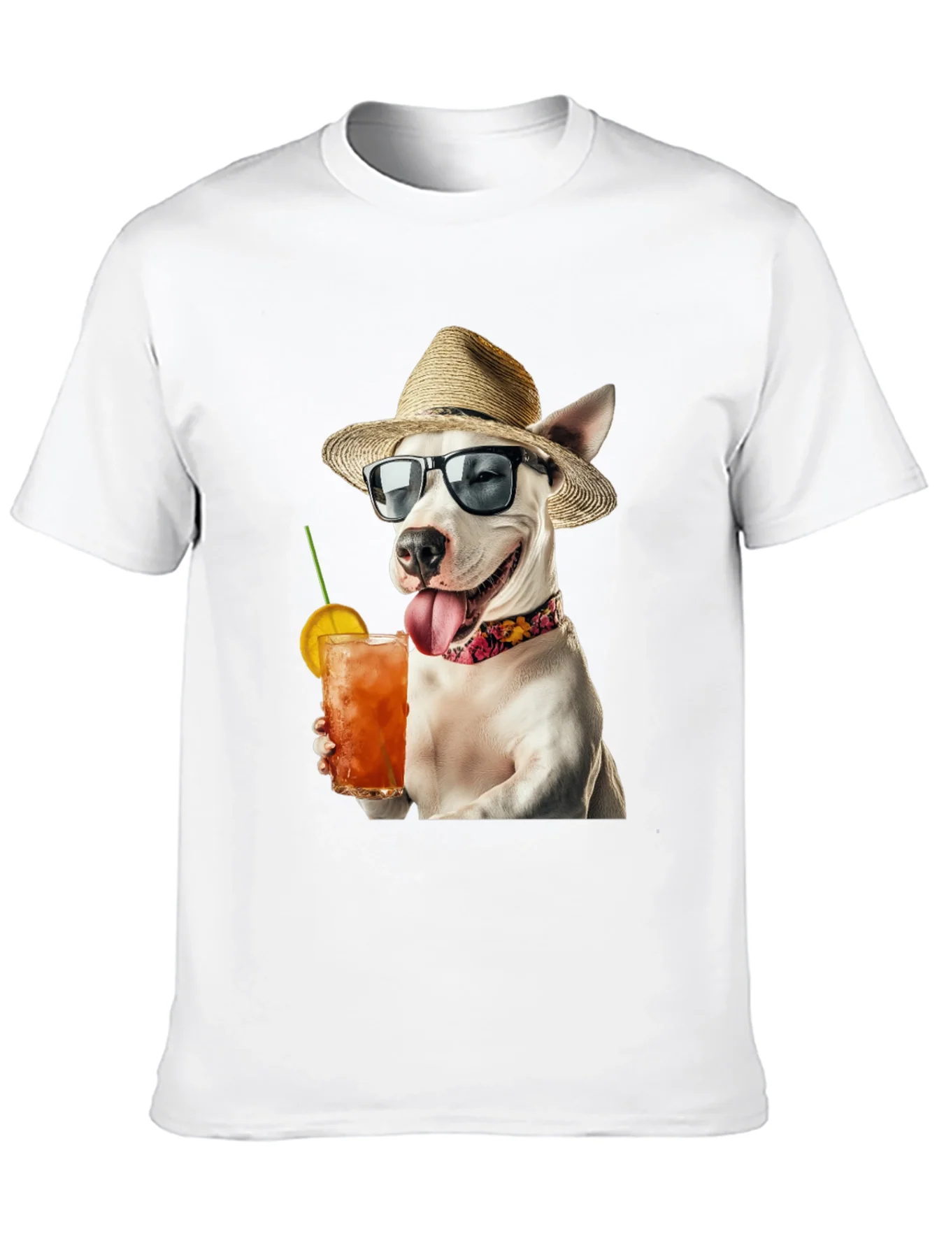 Camiseta Negra con Perro Bebiendo C¨®ctel