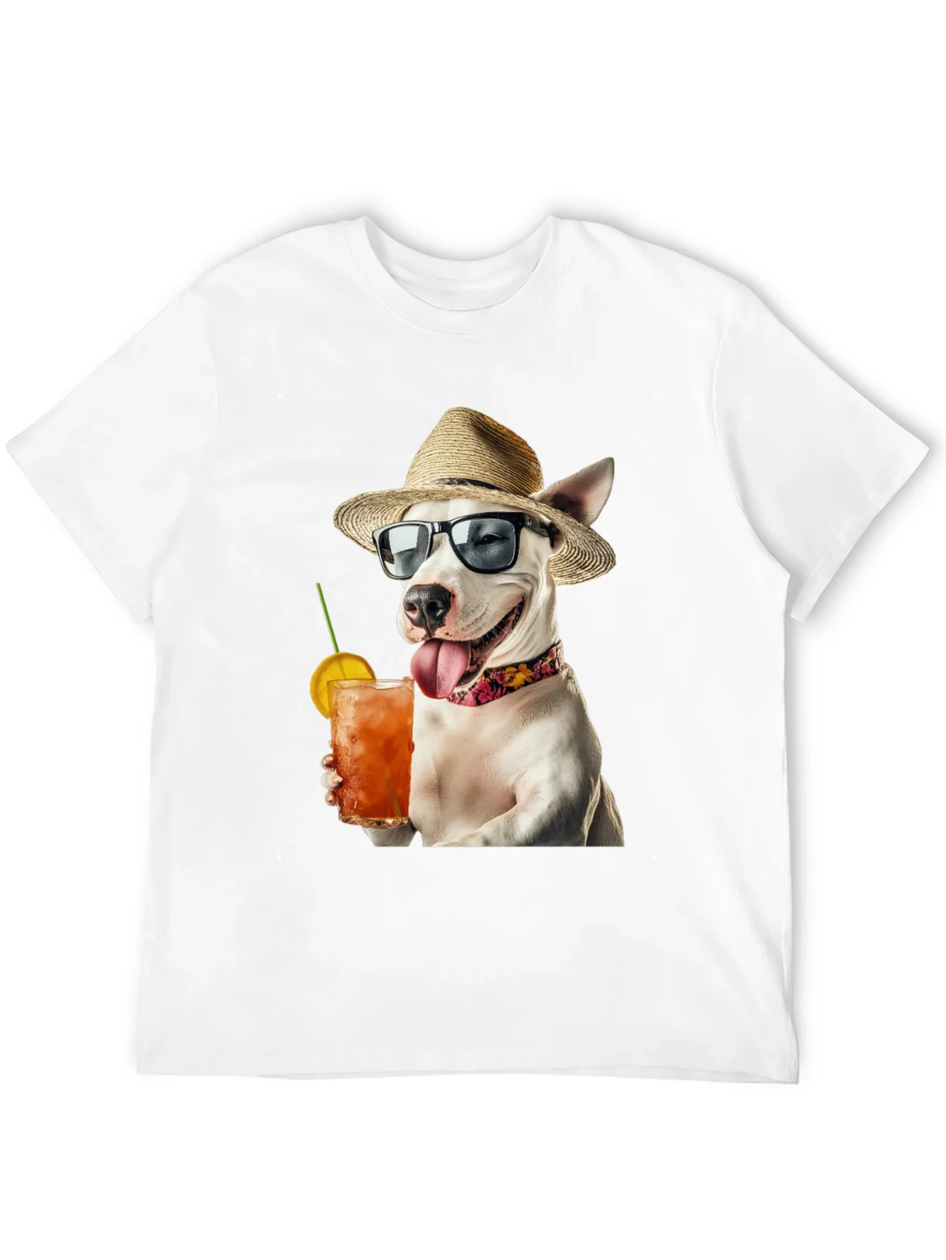 Camiseta Negra con Perro Bebiendo C¨®ctel