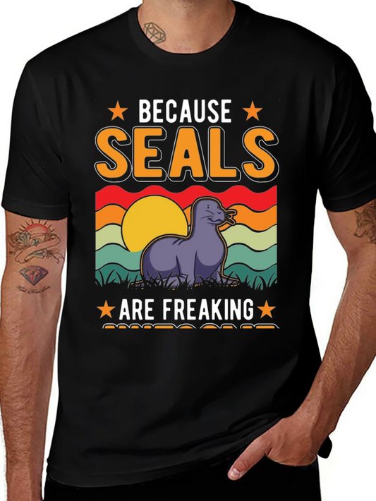 Camiseta Negra Because Seals Are Freaking Awesome