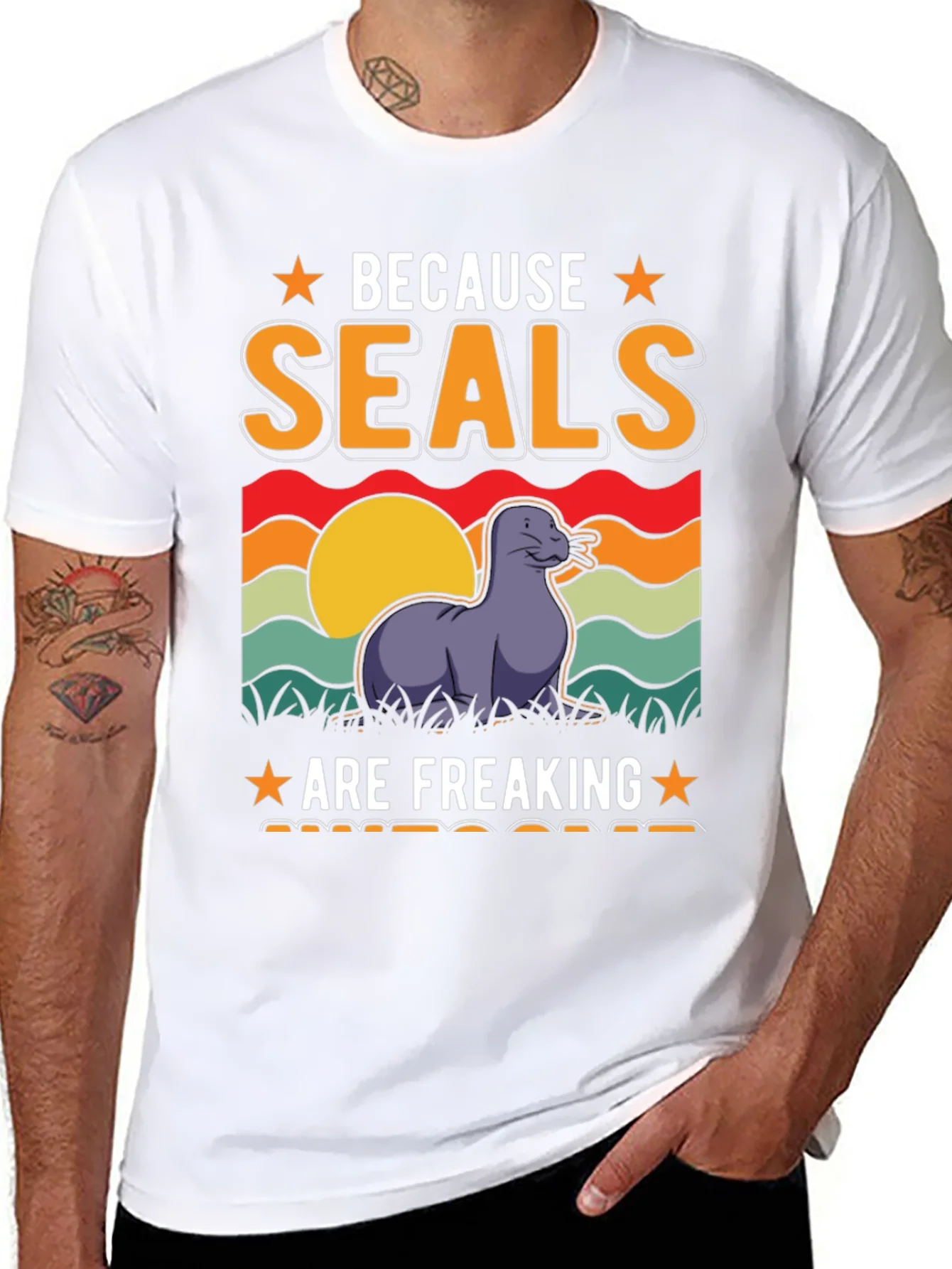 Camiseta Negra Because Seals Are Freaking Awesome