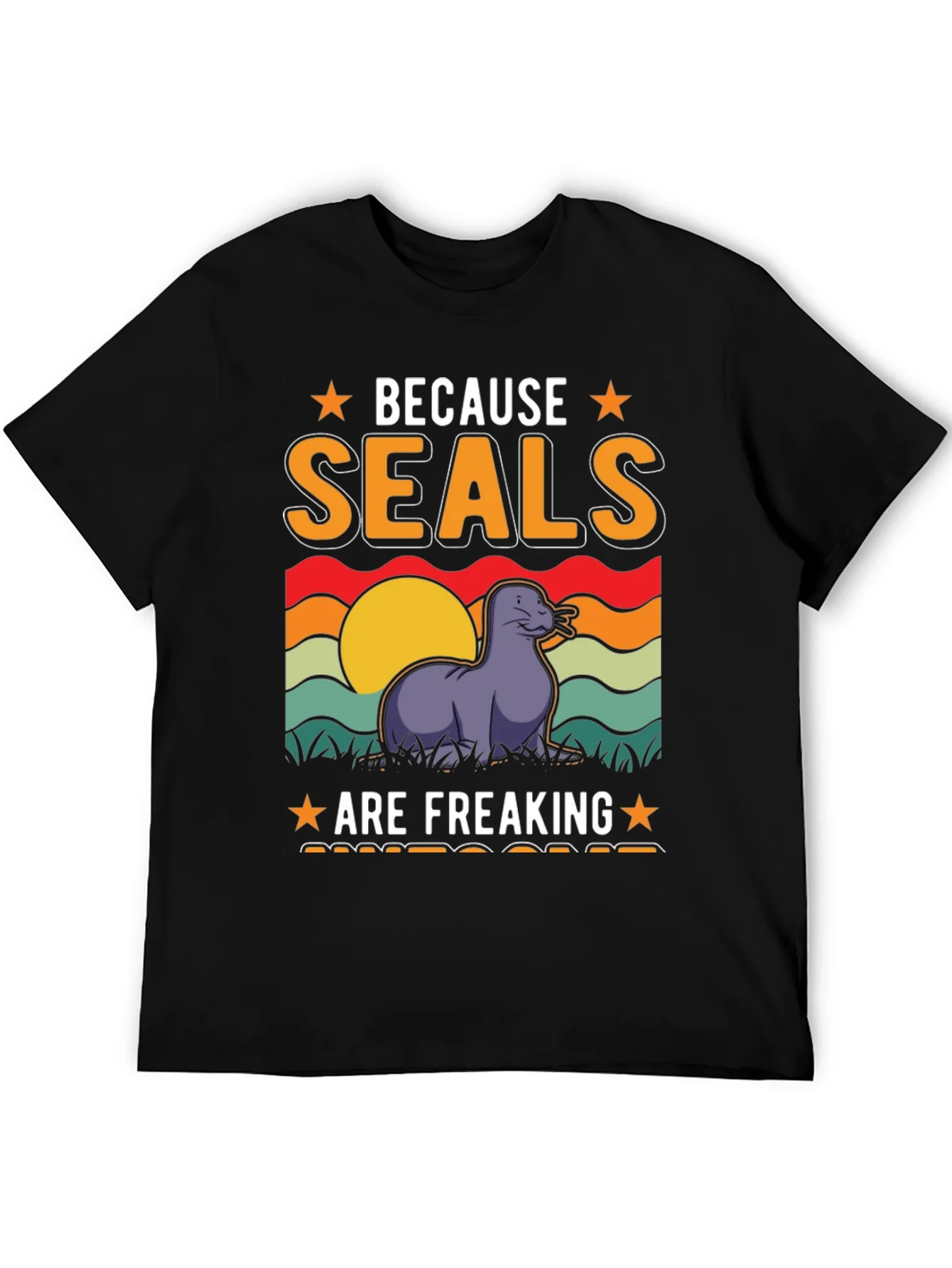 Camiseta Negra Because Seals Are Freaking Awesome