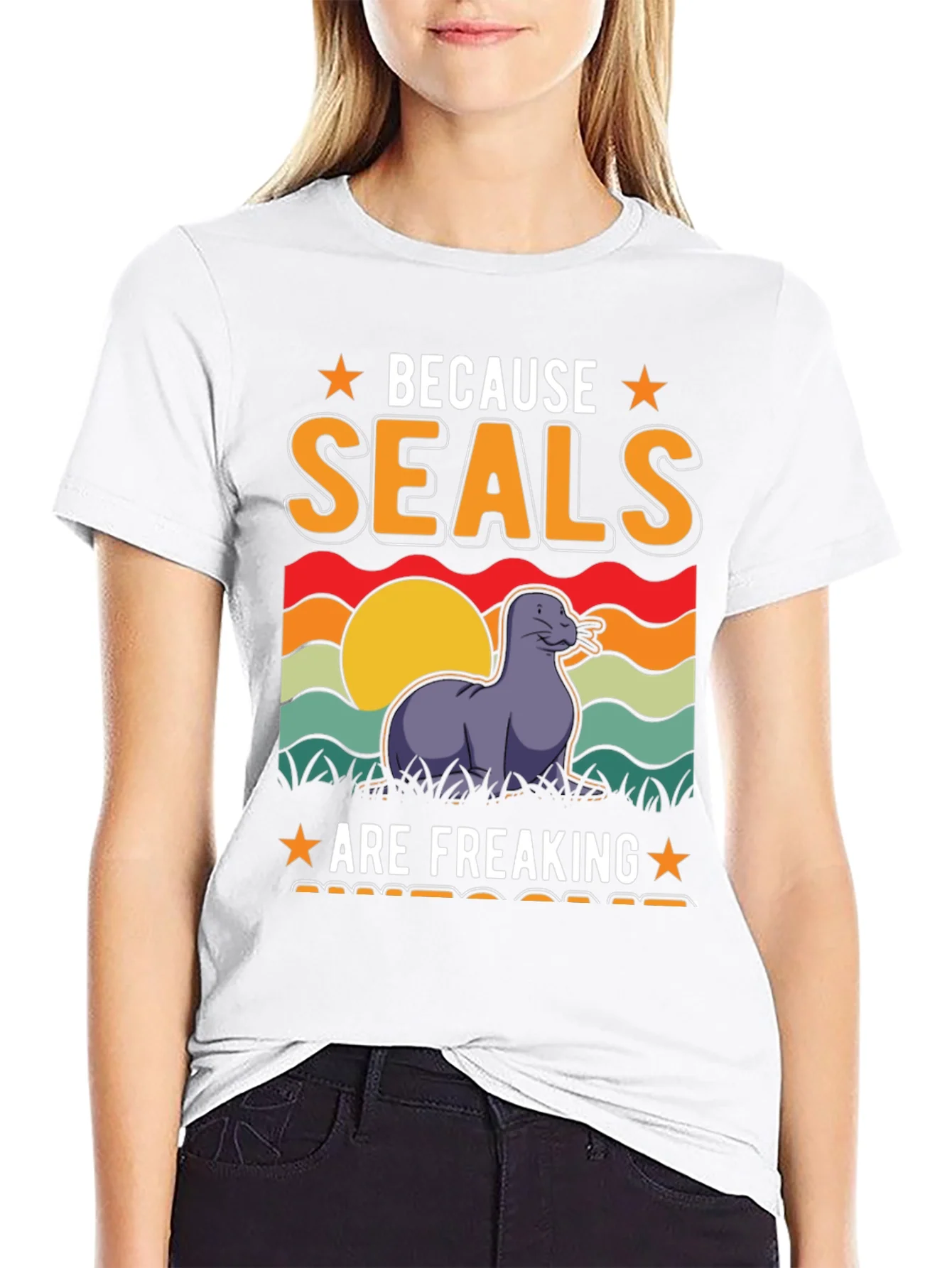 Camiseta Negra Because Seals Are Freaking Awesome
