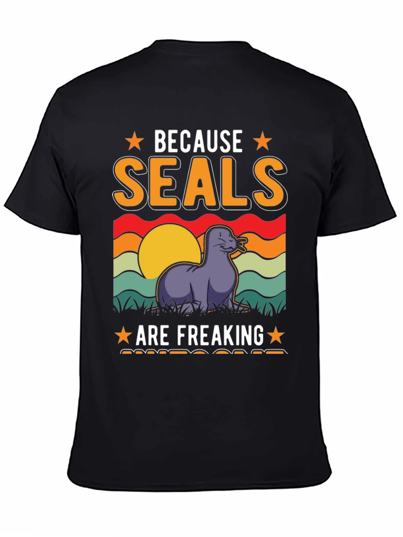 Camiseta Negra Because Seals Are Freaking Awesome