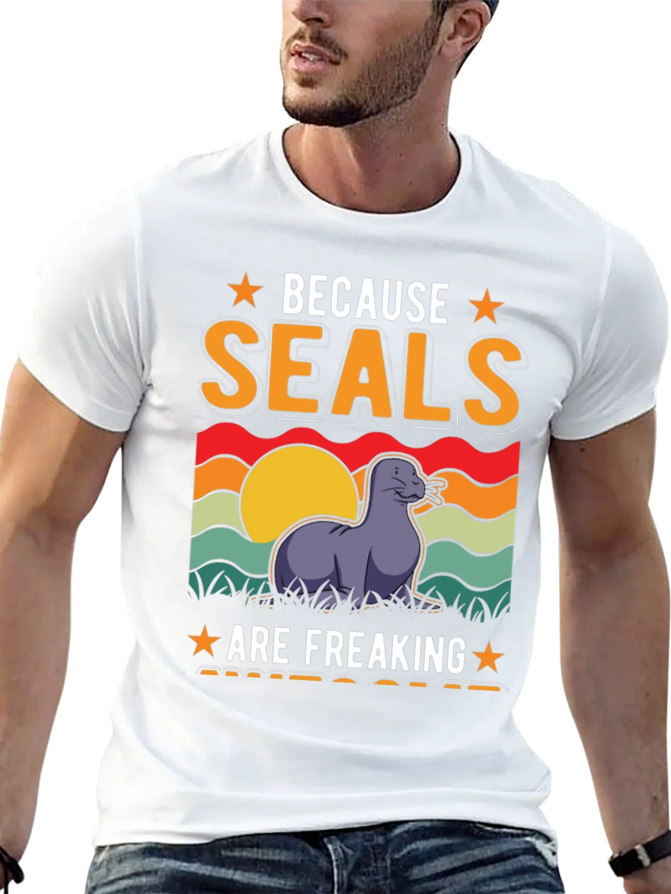 Camiseta Negra Because Seals Are Freaking Awesome