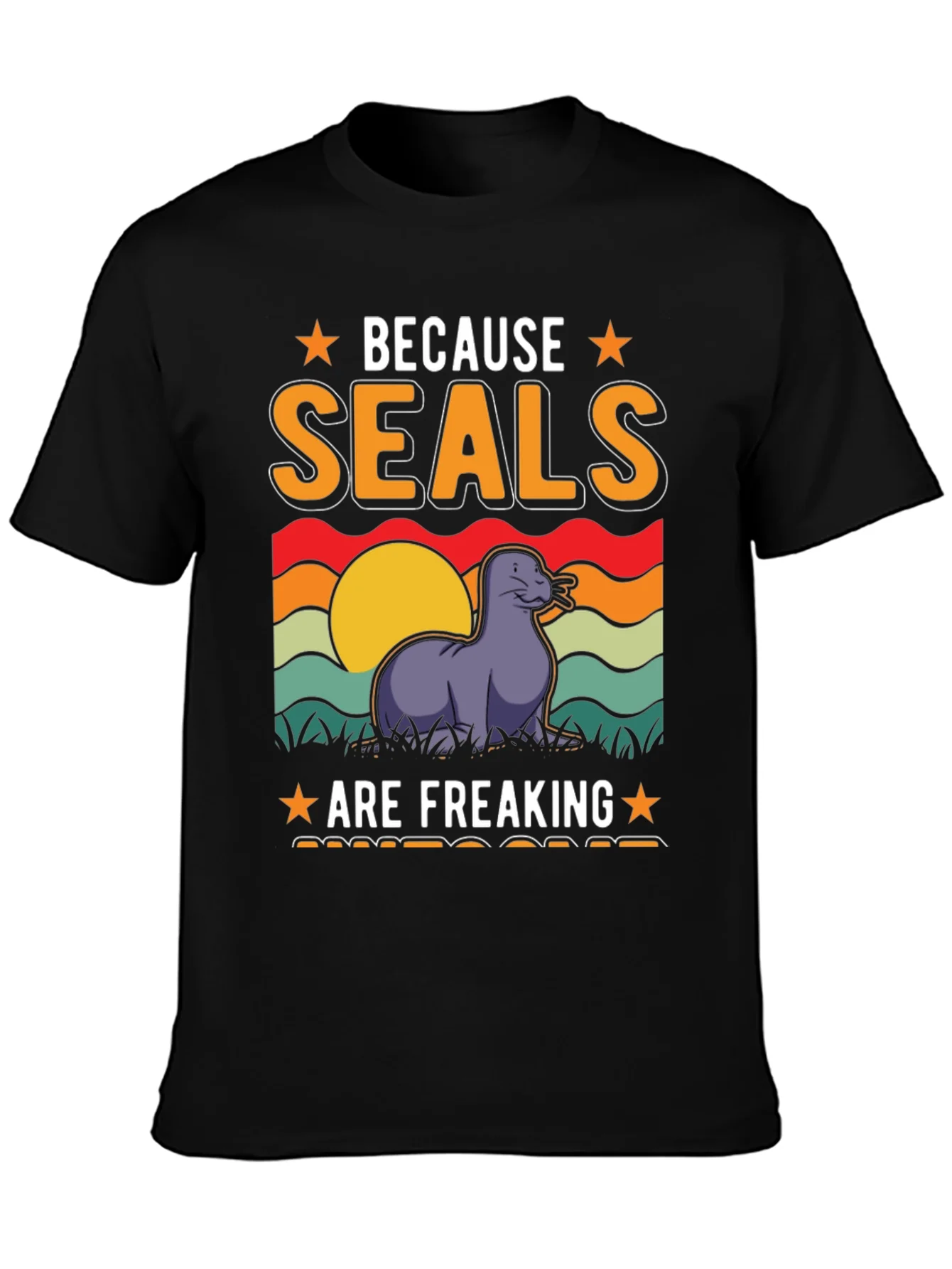 Camiseta Negra Because Seals Are Freaking Awesome