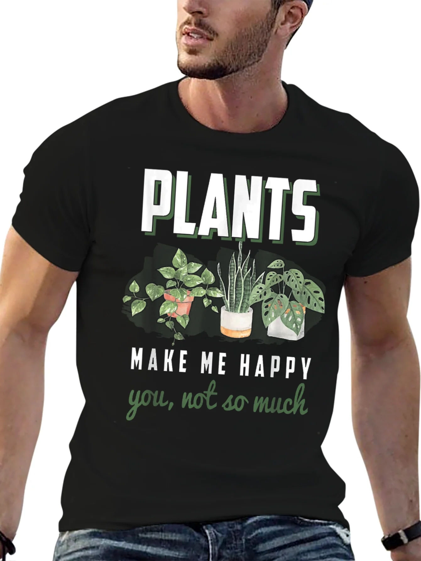 Rebbecca Plants Make Me Happy Graphic T-Shirt