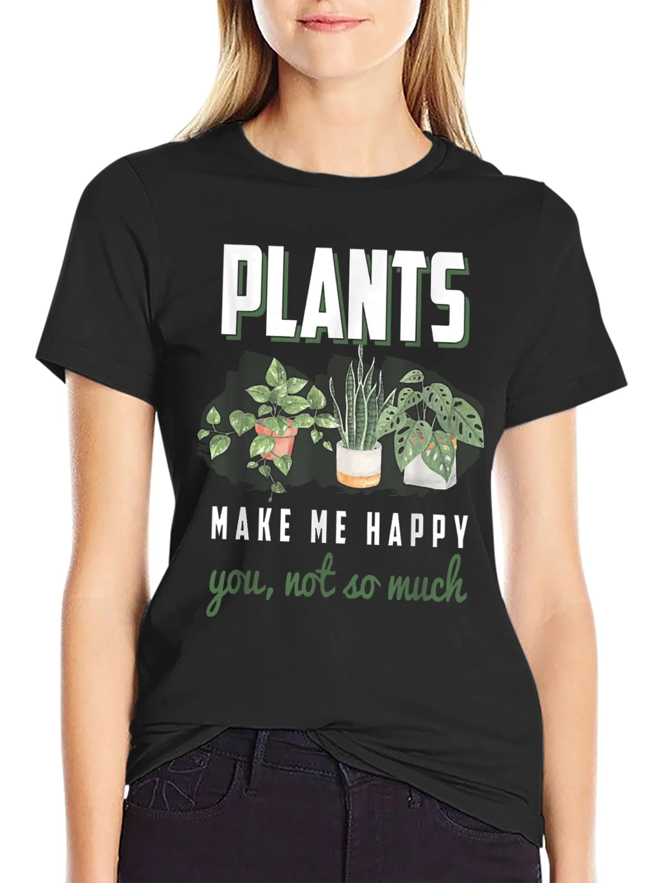 Rebbecca Plants Make Me Happy Graphic T-Shirt
