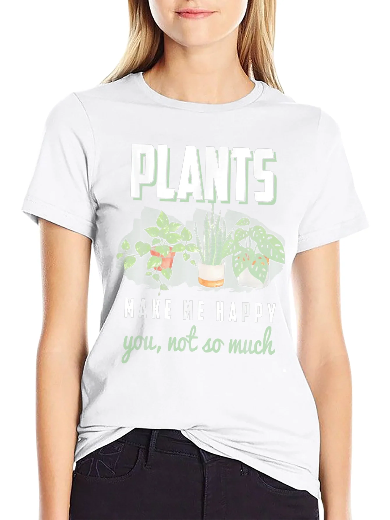 Rebbecca Plants Make Me Happy Graphic T-Shirt