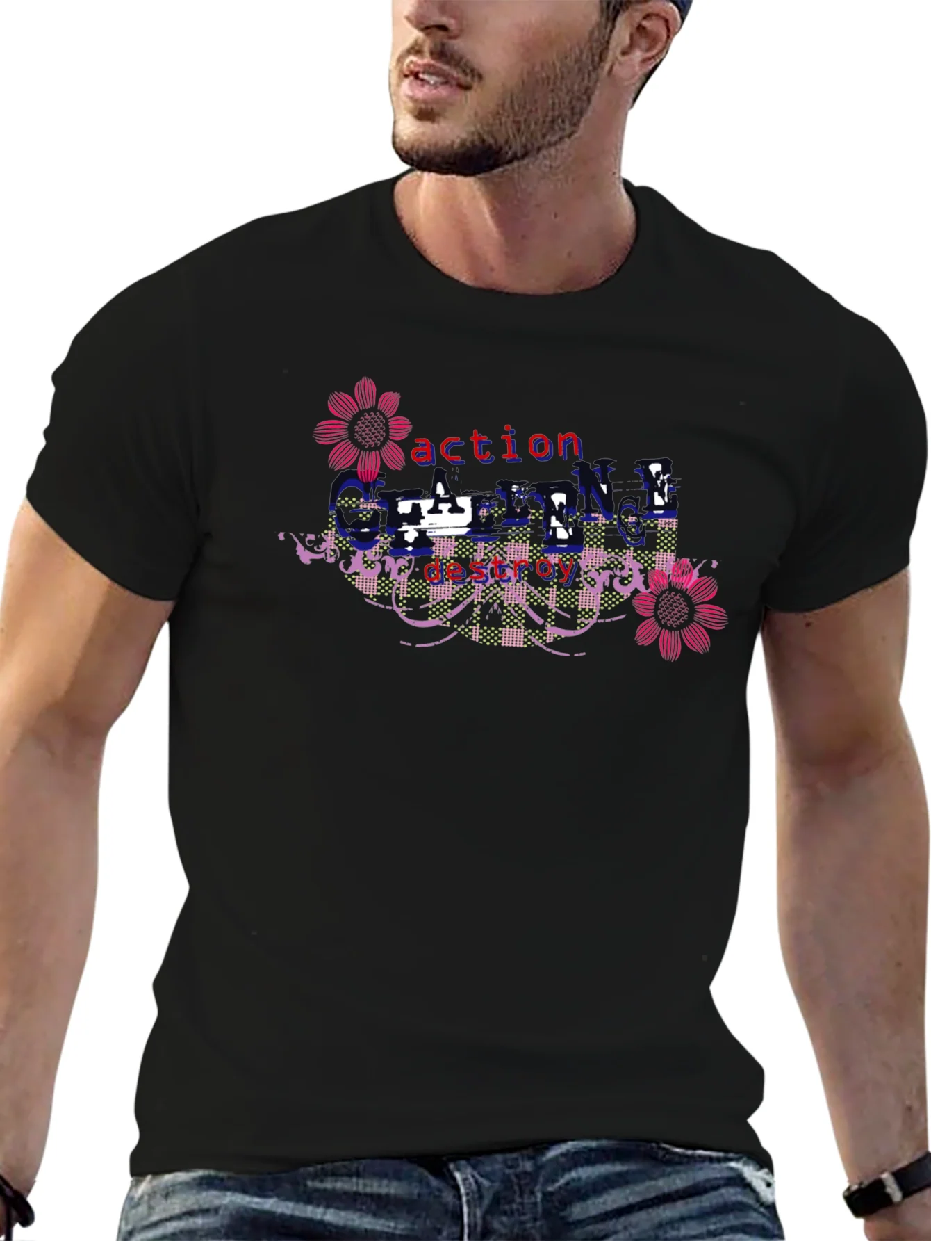 Rebbecca Action Destroy Cycle Black Graphic T-Shirt