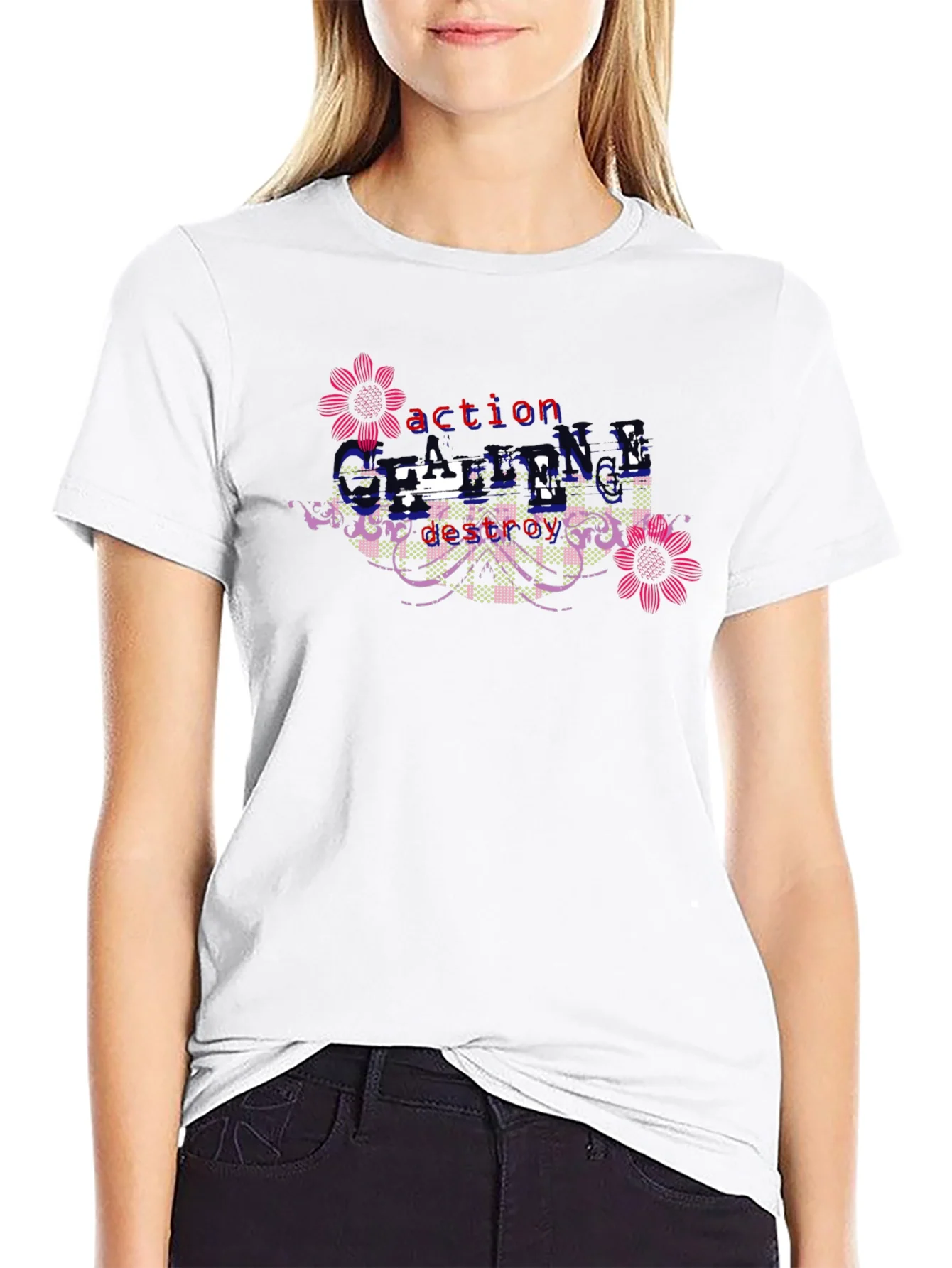 Rebbecca Action Destroy Cycle Black Graphic T-Shirt