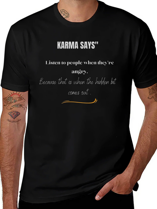 Camiseta Negra Karma Says: Escucha a los Enfadados