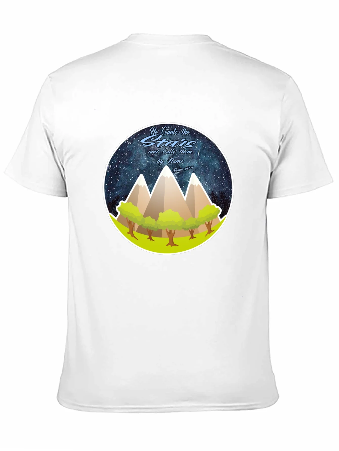 Camiseta Negra con Dise?o de Monta?as y Estrellas