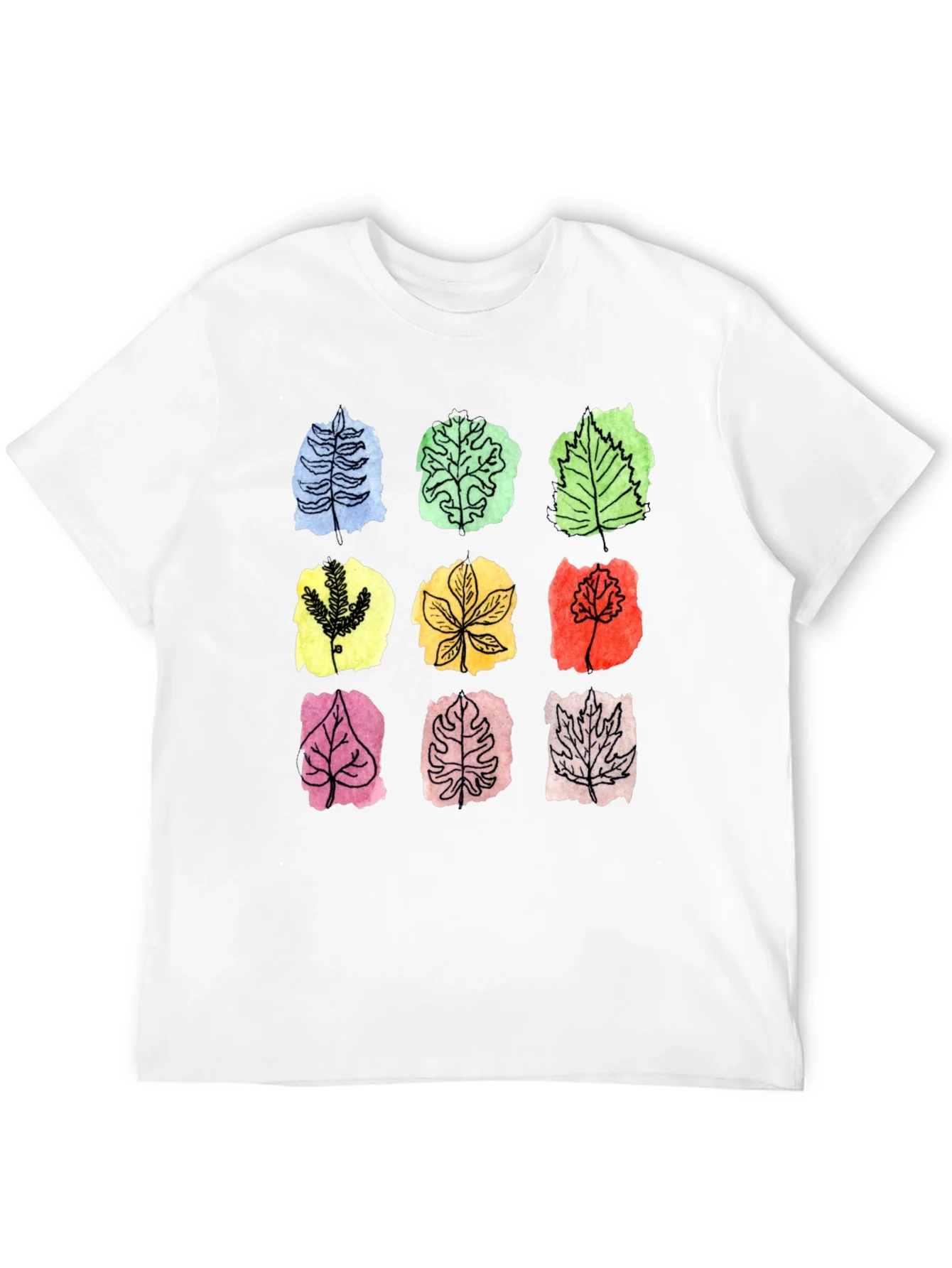 Rebbecca Botanical Leaf Print Black T-Shirt