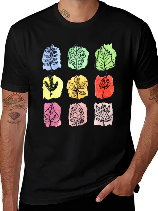 Rebbecca Botanical Leaf Print Black T-Shirt