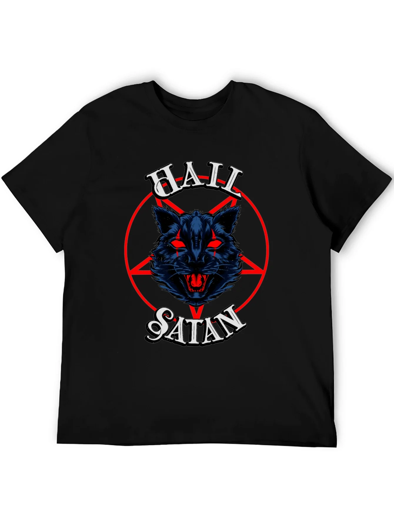 Camiseta Negra Hail Satan con Dise?o Gr¨¢fico
