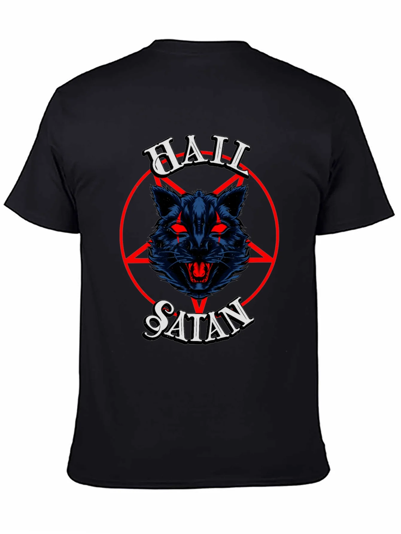 Camiseta Negra Hail Satan con Dise?o Gr¨¢fico