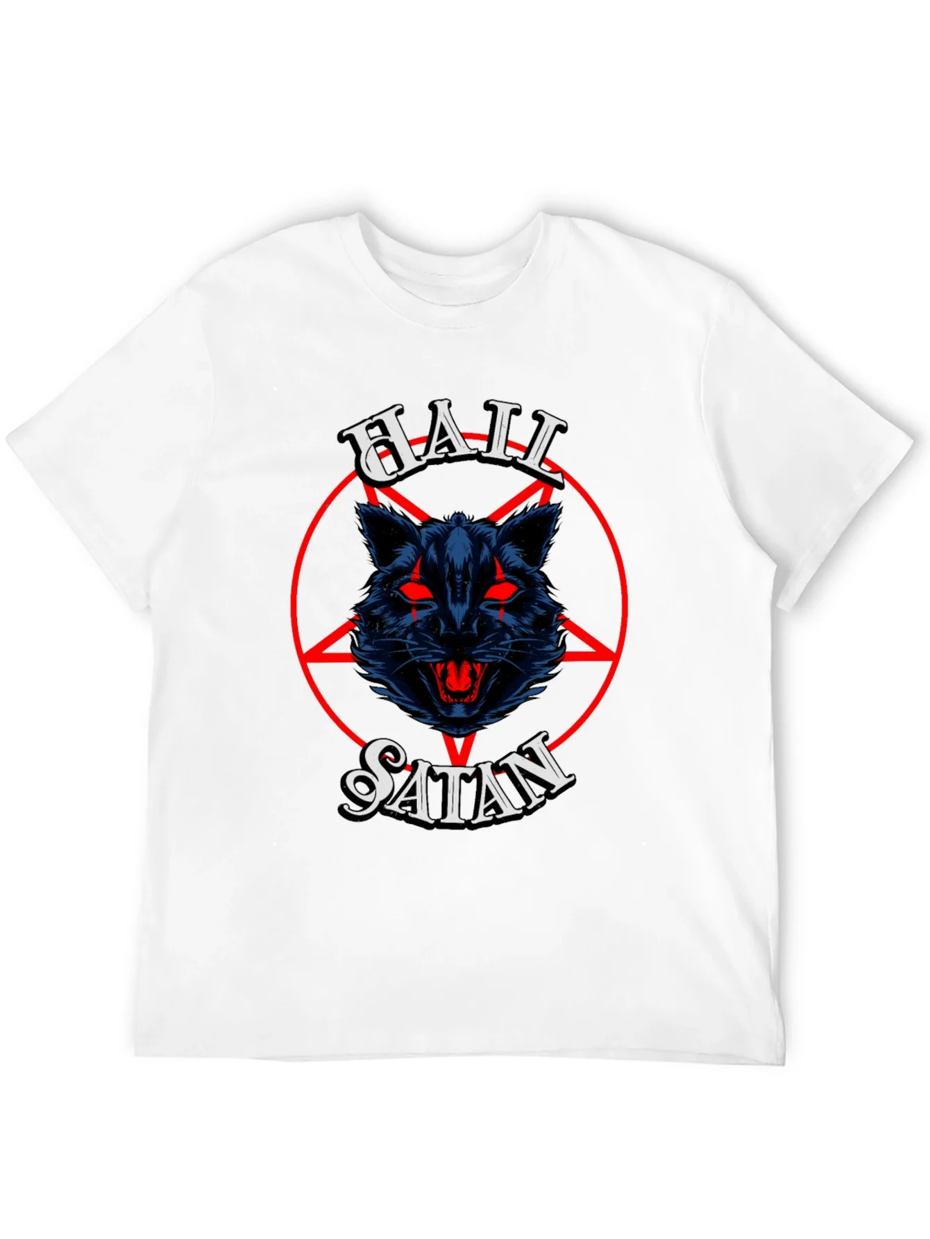 Camiseta Negra Hail Satan con Dise?o Gr¨¢fico