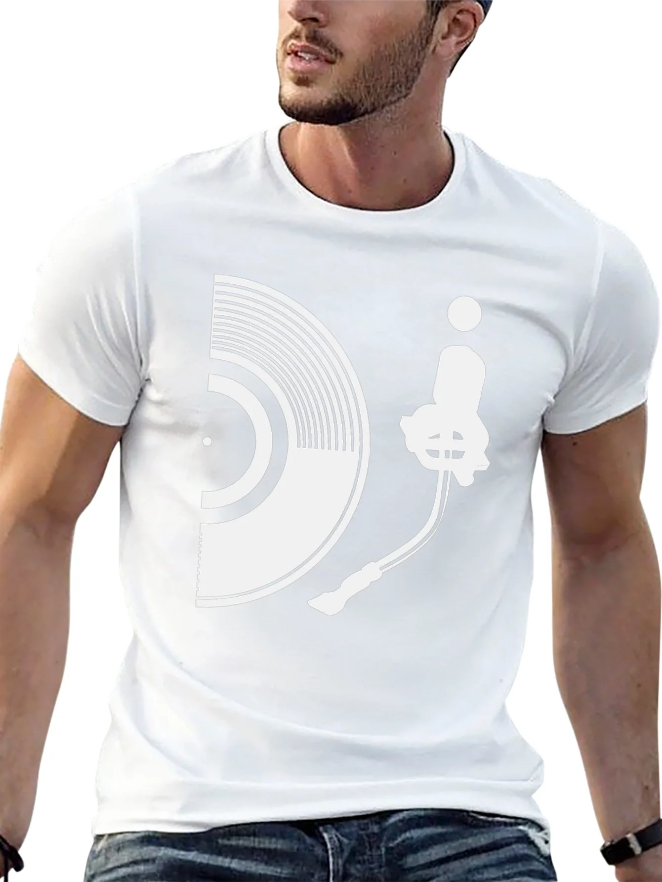 Camiseta Hombre Dise?o Tocadiscos Vinilo Estilo Casual