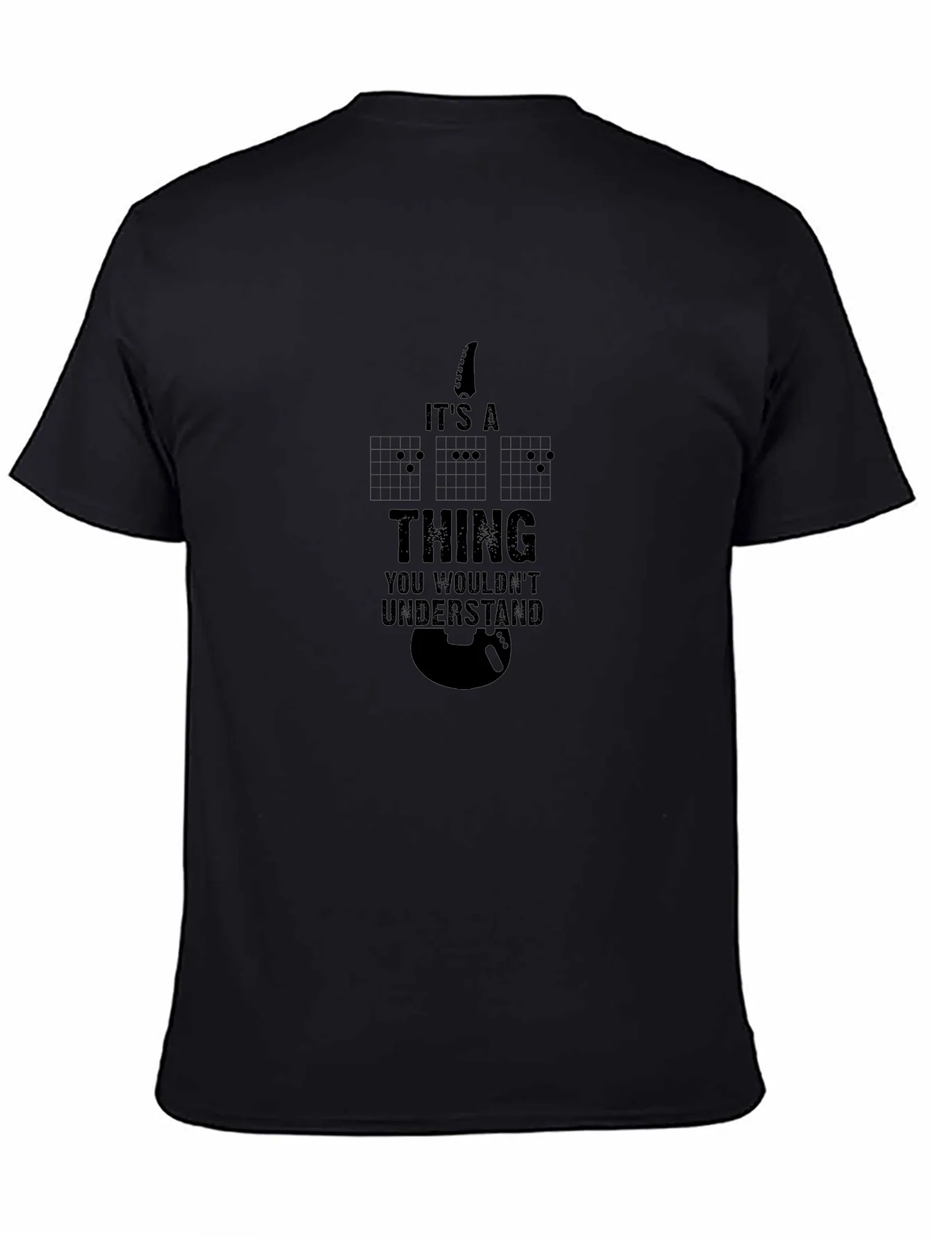 Camiseta Negra con Dise?o de Guitarra y Frase