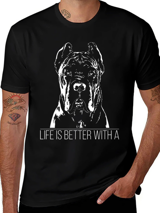 Camiseta Negra La Vida es Mejor con un Perro
