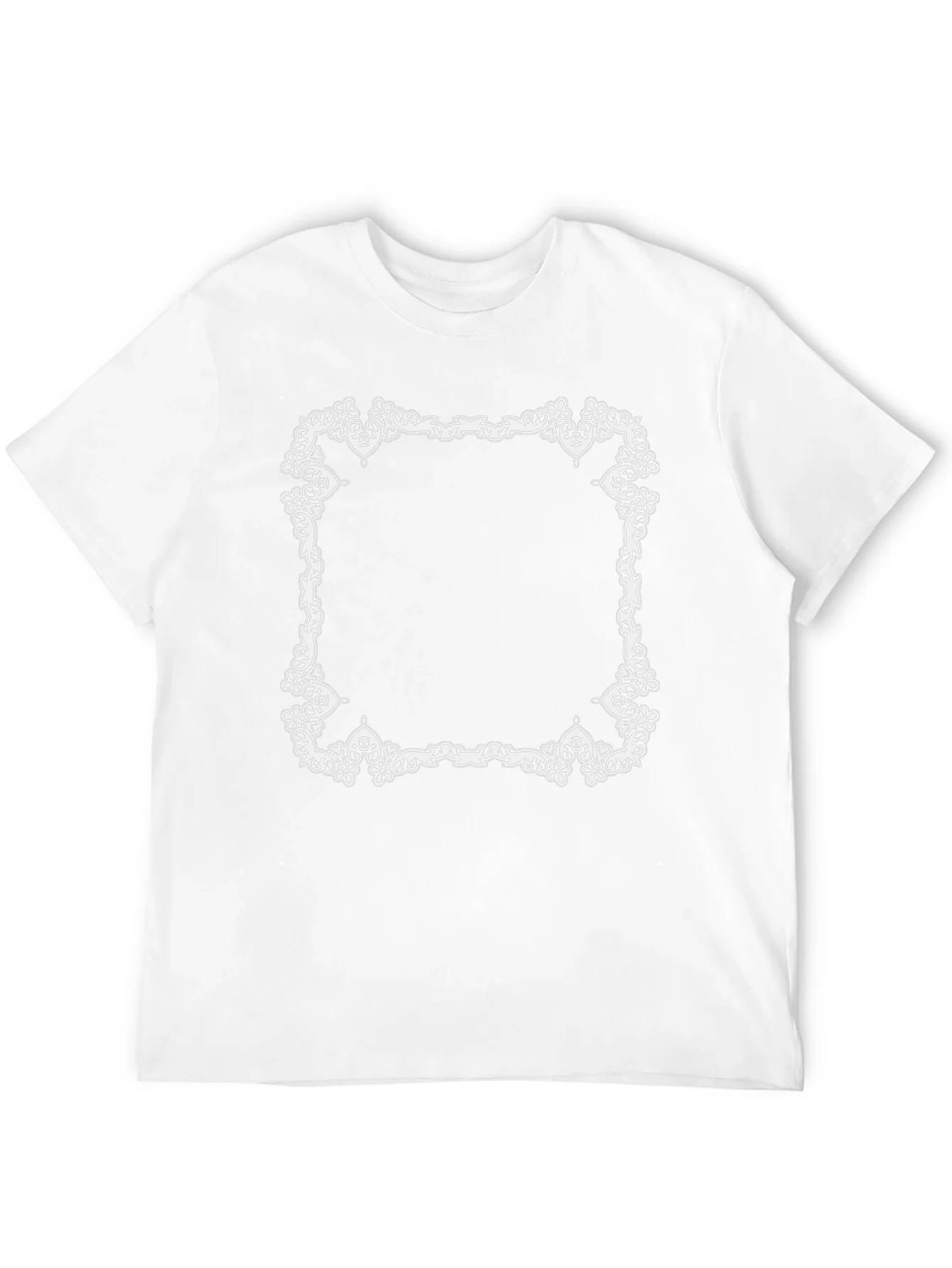 Camiseta Negra con Marco Ornamental Blanco