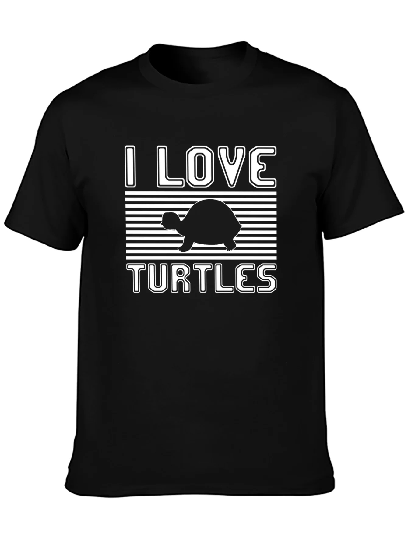 Rebbecca I Love Turtles Graphic T-Shirt Black Cotton Tee
