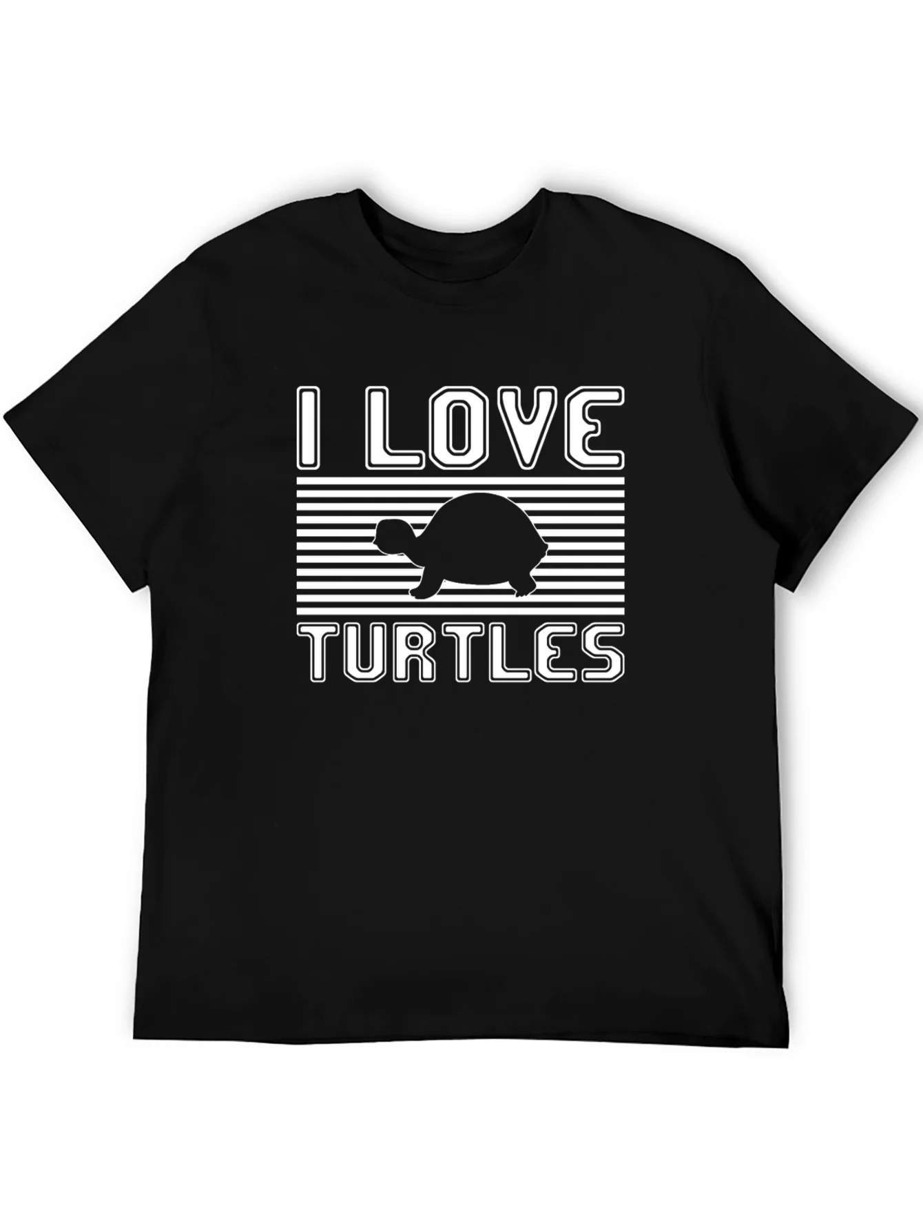 Rebbecca I Love Turtles Graphic T-Shirt Black Cotton Tee