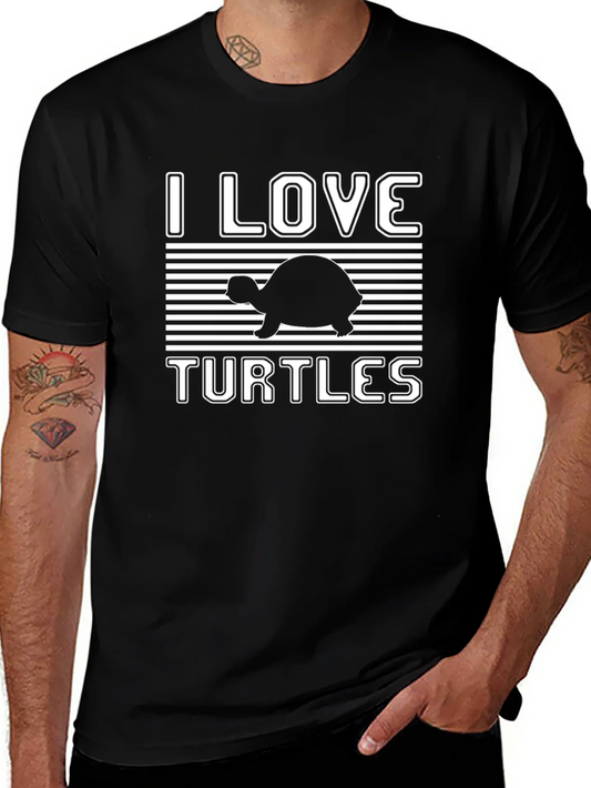 Rebbecca I Love Turtles Graphic T-Shirt Black Cotton Tee