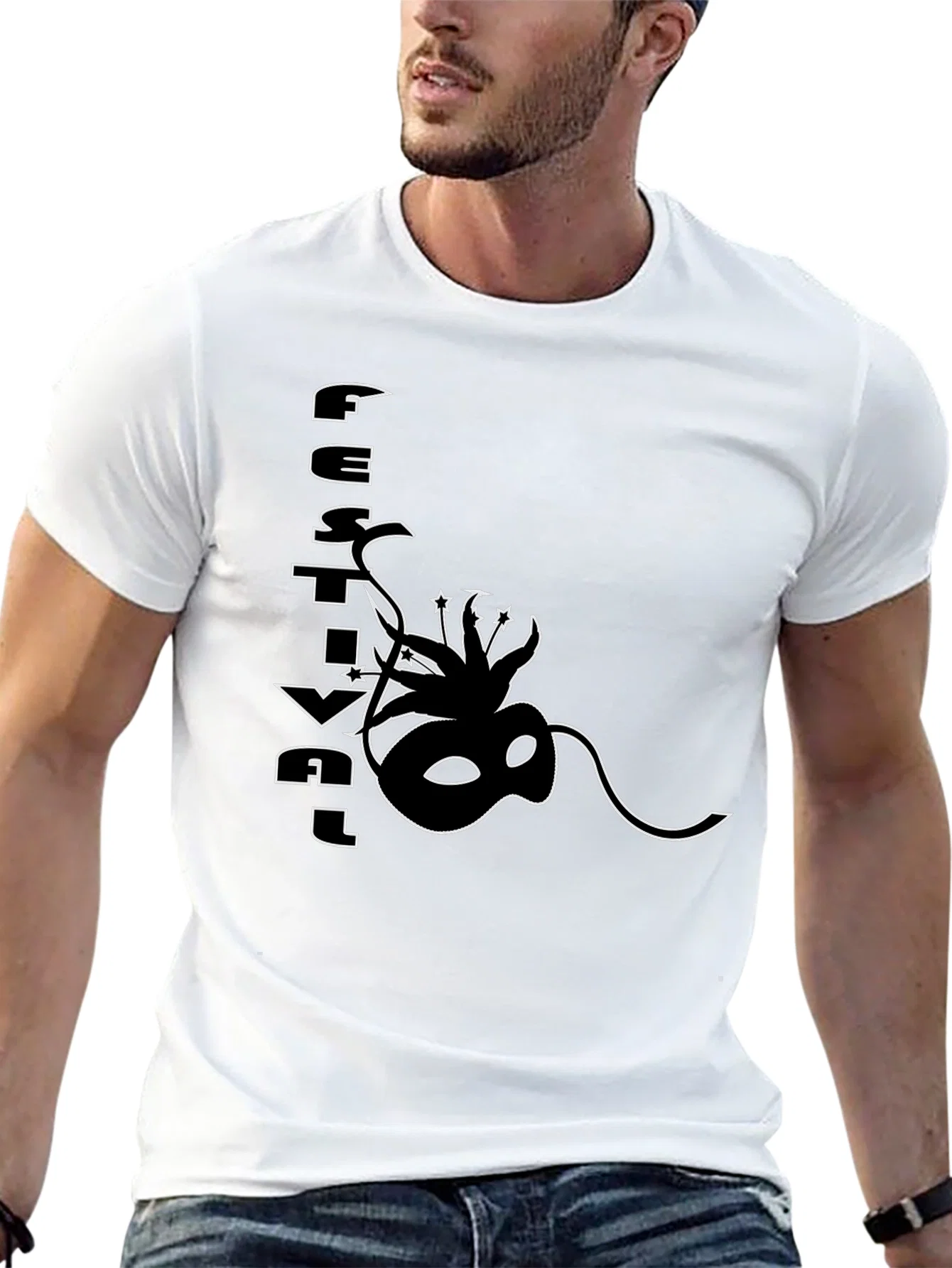 Rebbecca Festival Mask Graphic Black T-Shirt