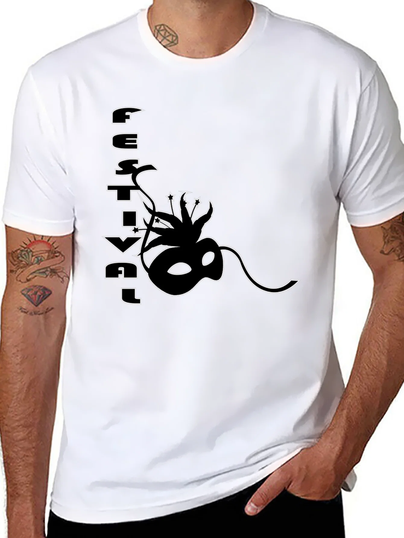 Rebbecca Festival Mask Graphic Black T-Shirt