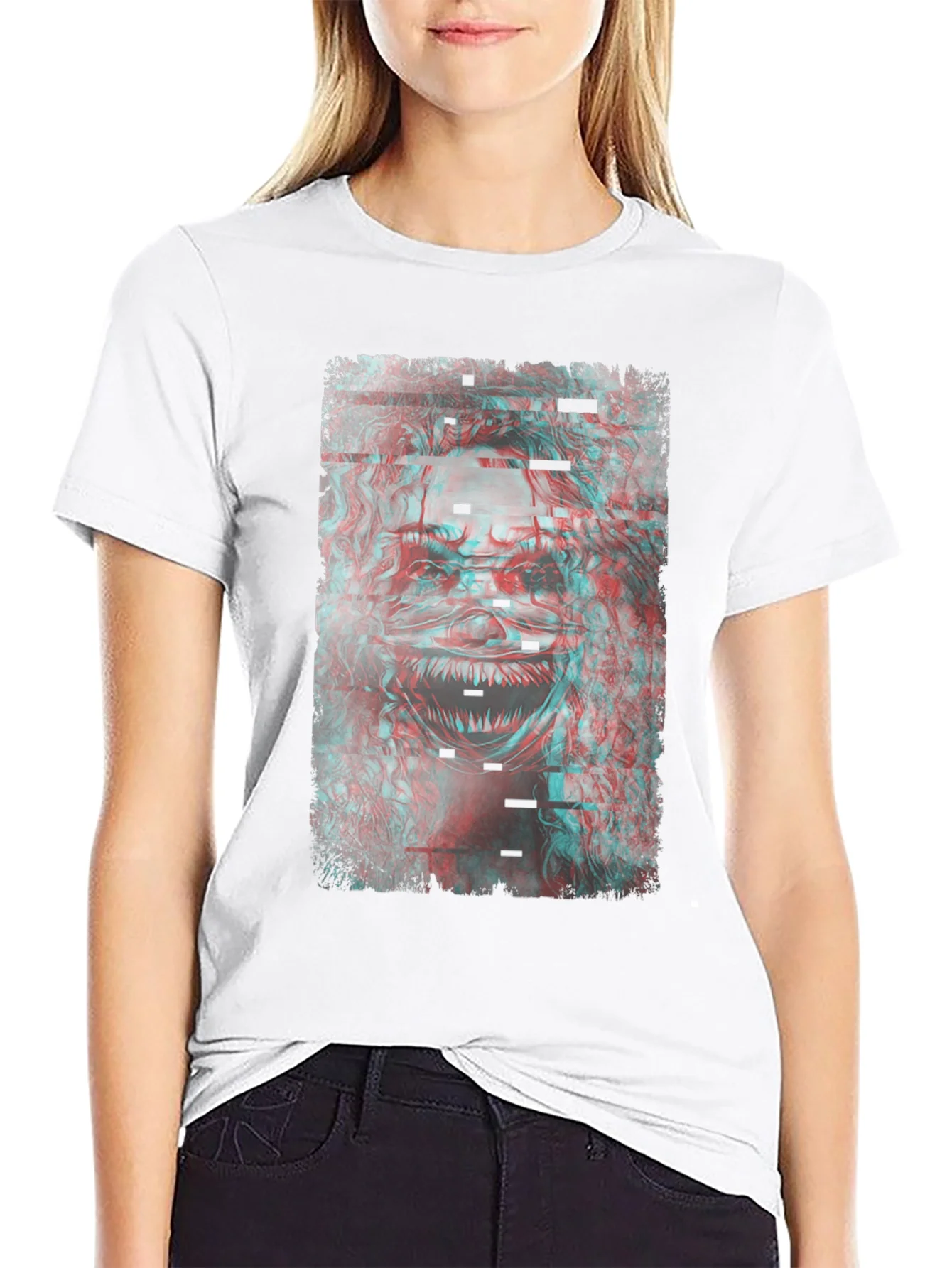 Rebbecca Glitch Monster Graphic Tee - Black Cotton T-Shirt
