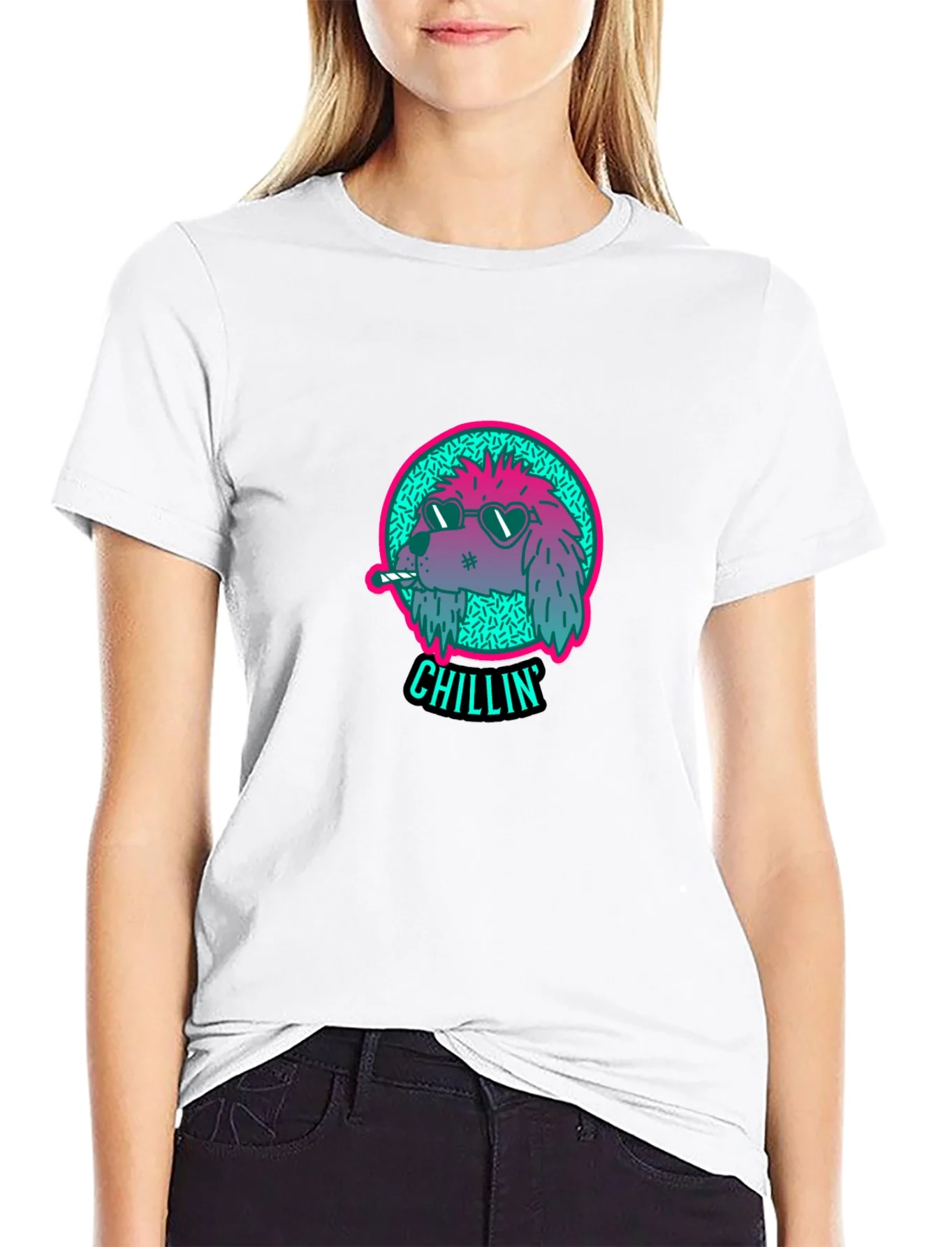 Rebbecca Chillin Dog Graphic Tee - Cool Casual Style