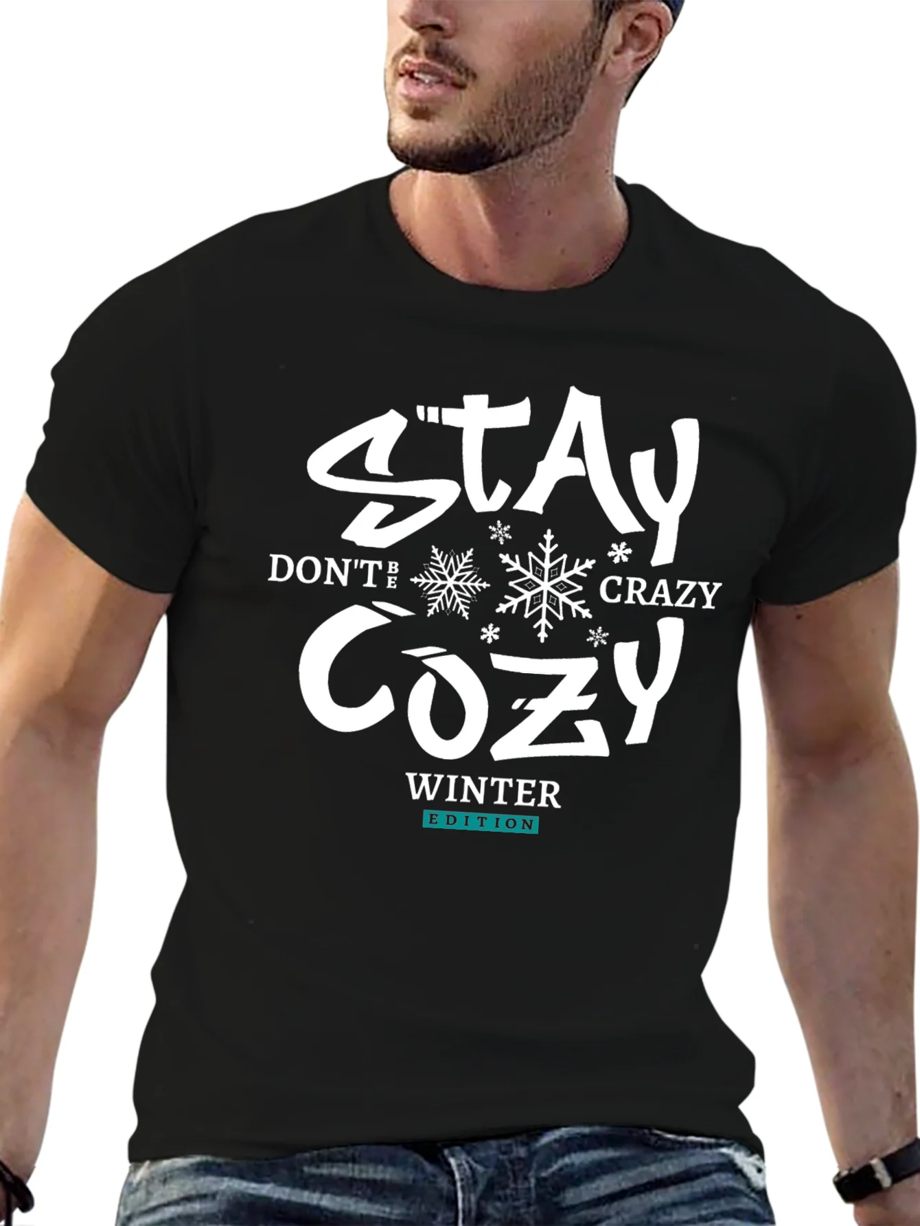 Camiseta Negra Stay Cozy Invierno