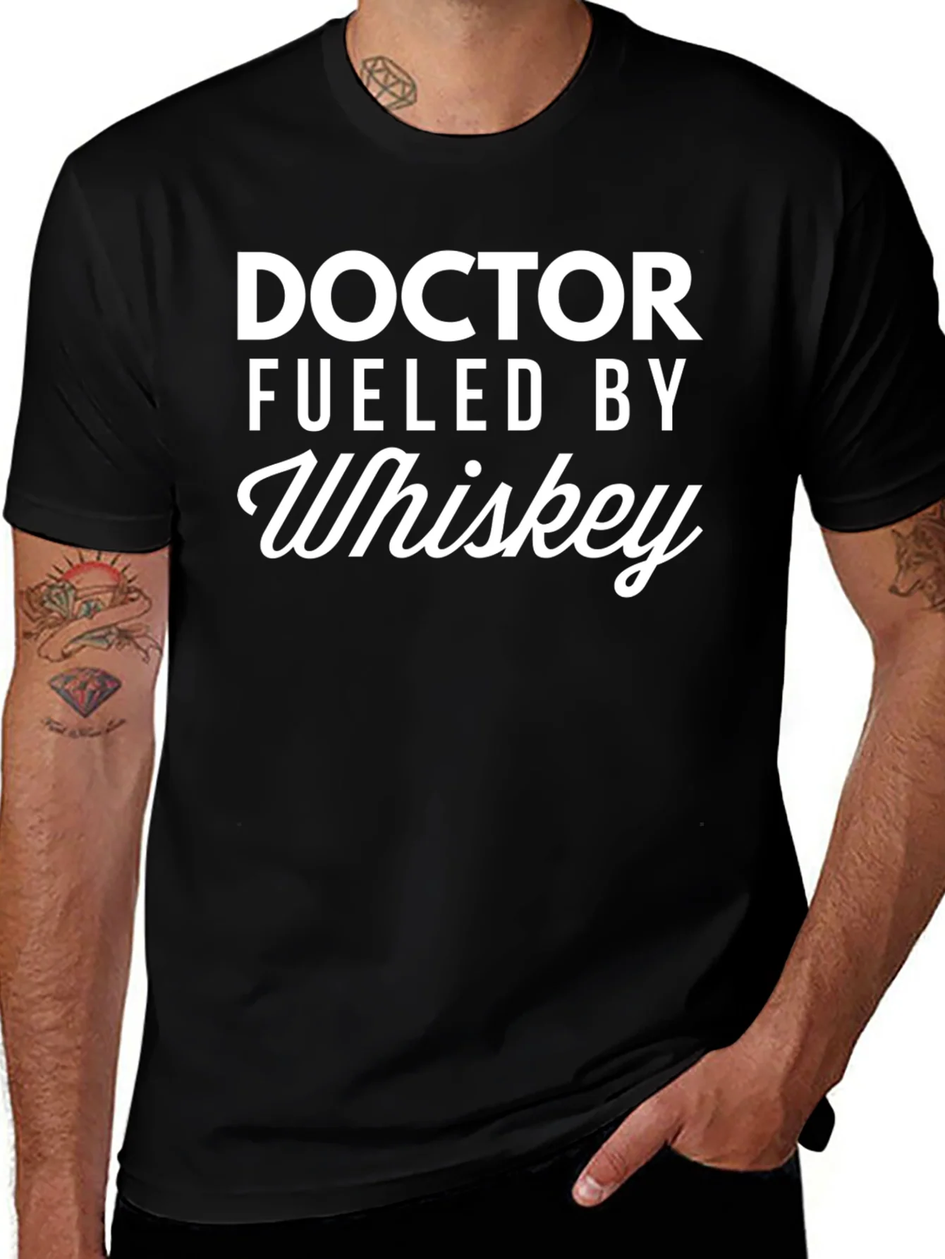 Camiseta Negra Doctor Fueled By Whiskey