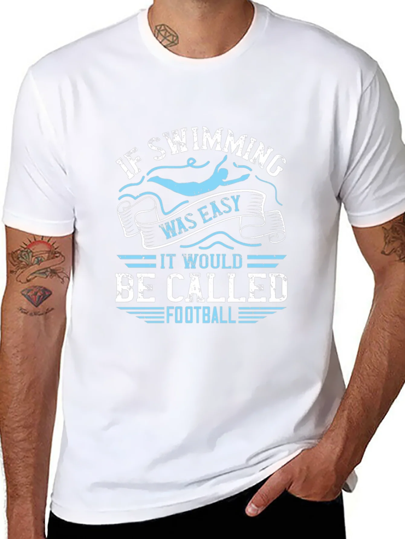 Rebbecca Funny Swimming T-Shirt: If Swimming Was Easy Football