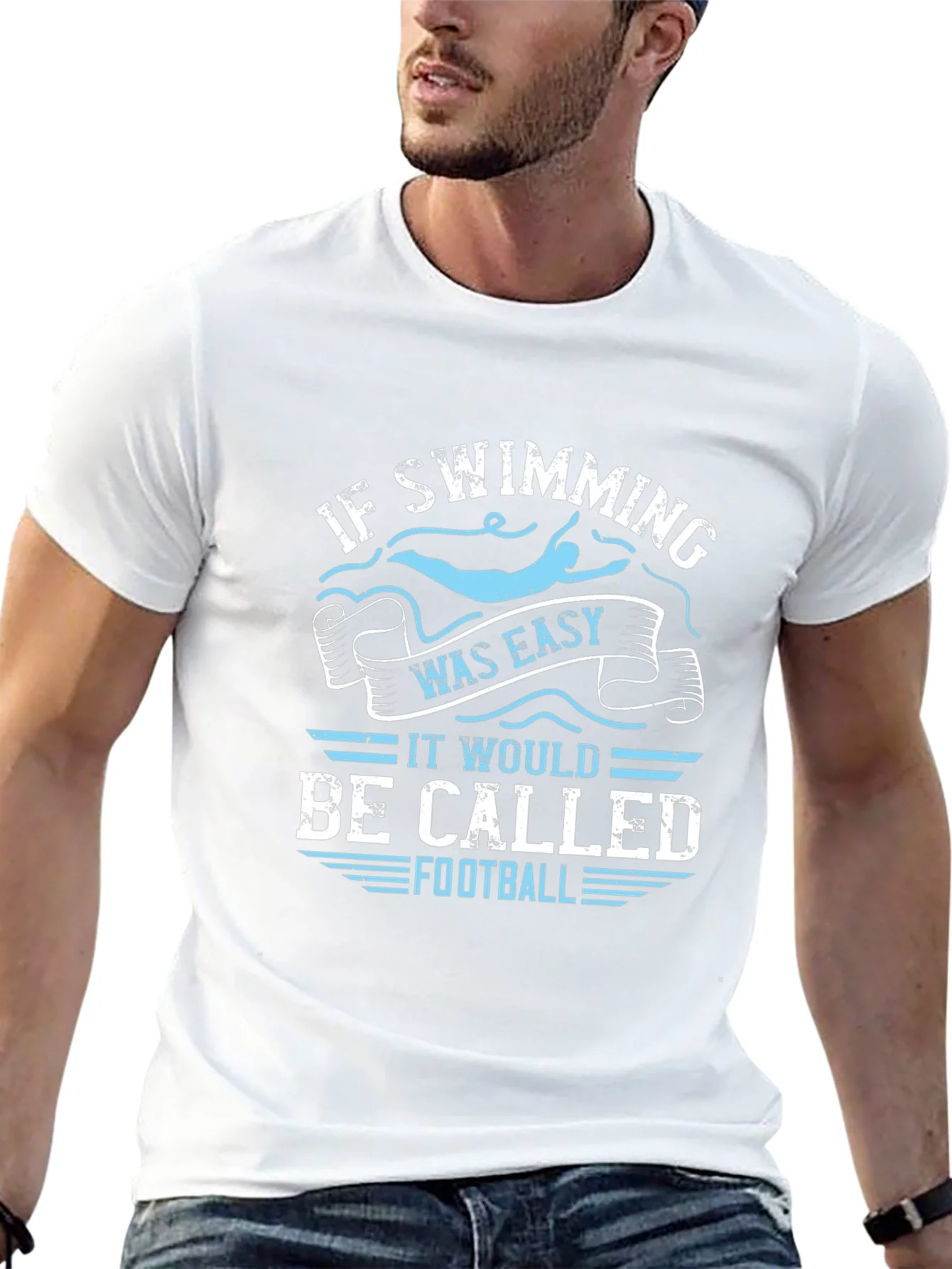 Rebbecca Funny Swimming T-Shirt: If Swimming Was Easy Football