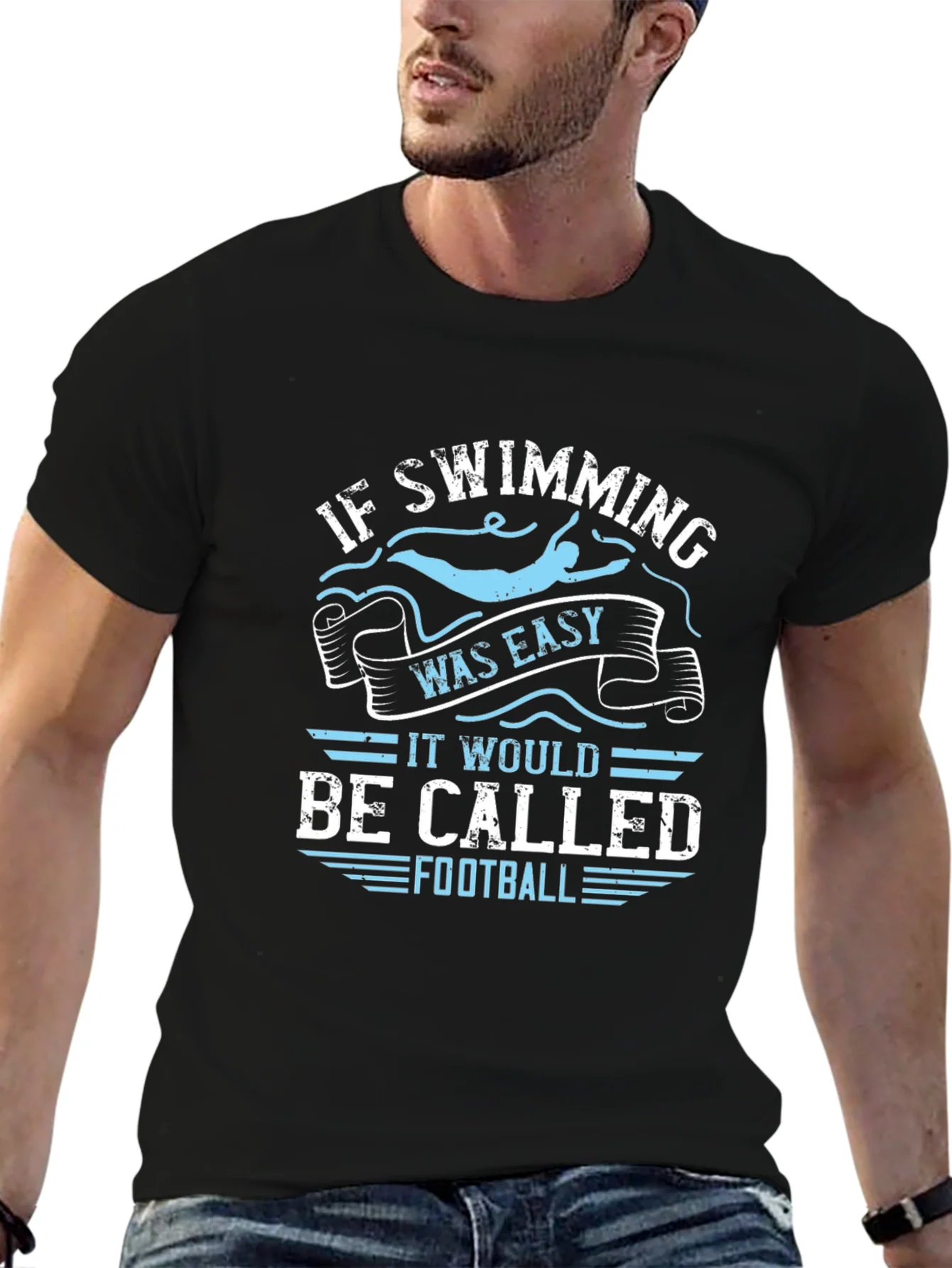 Rebbecca Funny Swimming T-Shirt: If Swimming Was Easy Football