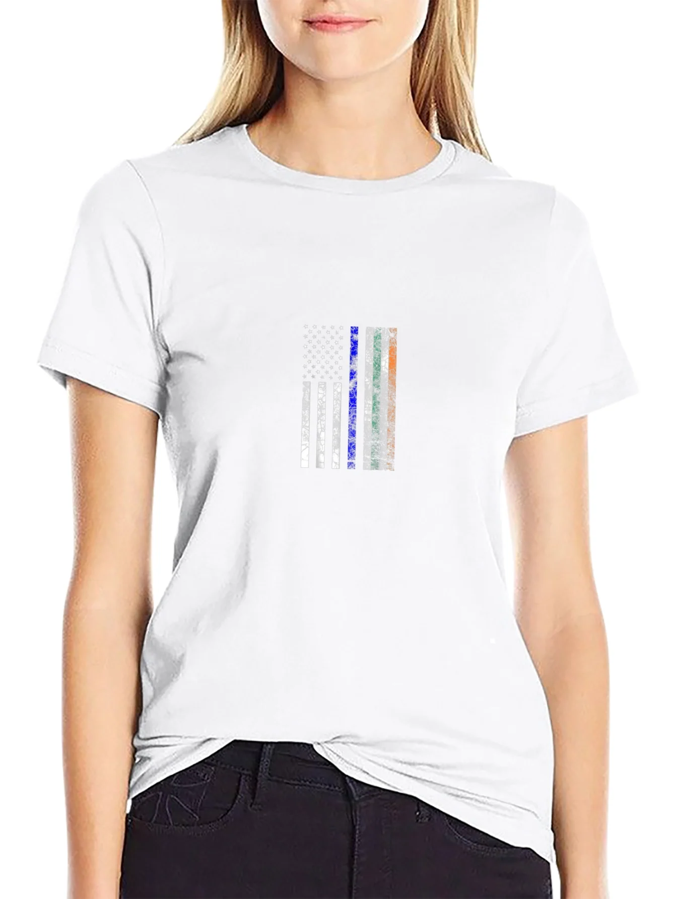 Camiseta Negra con Dise?o de Bandera Patri¨®tica