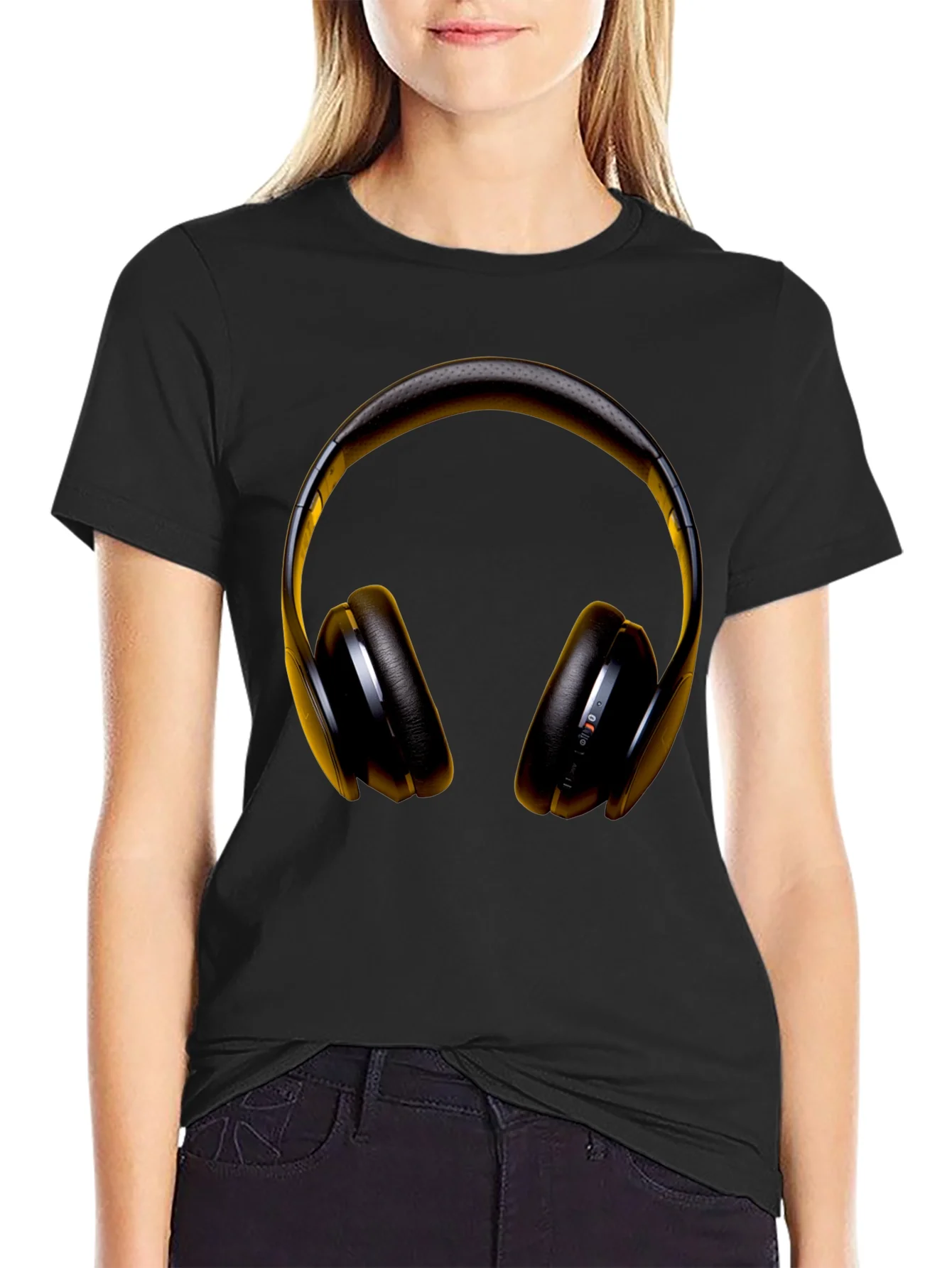 Rebbecca Headphone Graphic Black T-Shirt