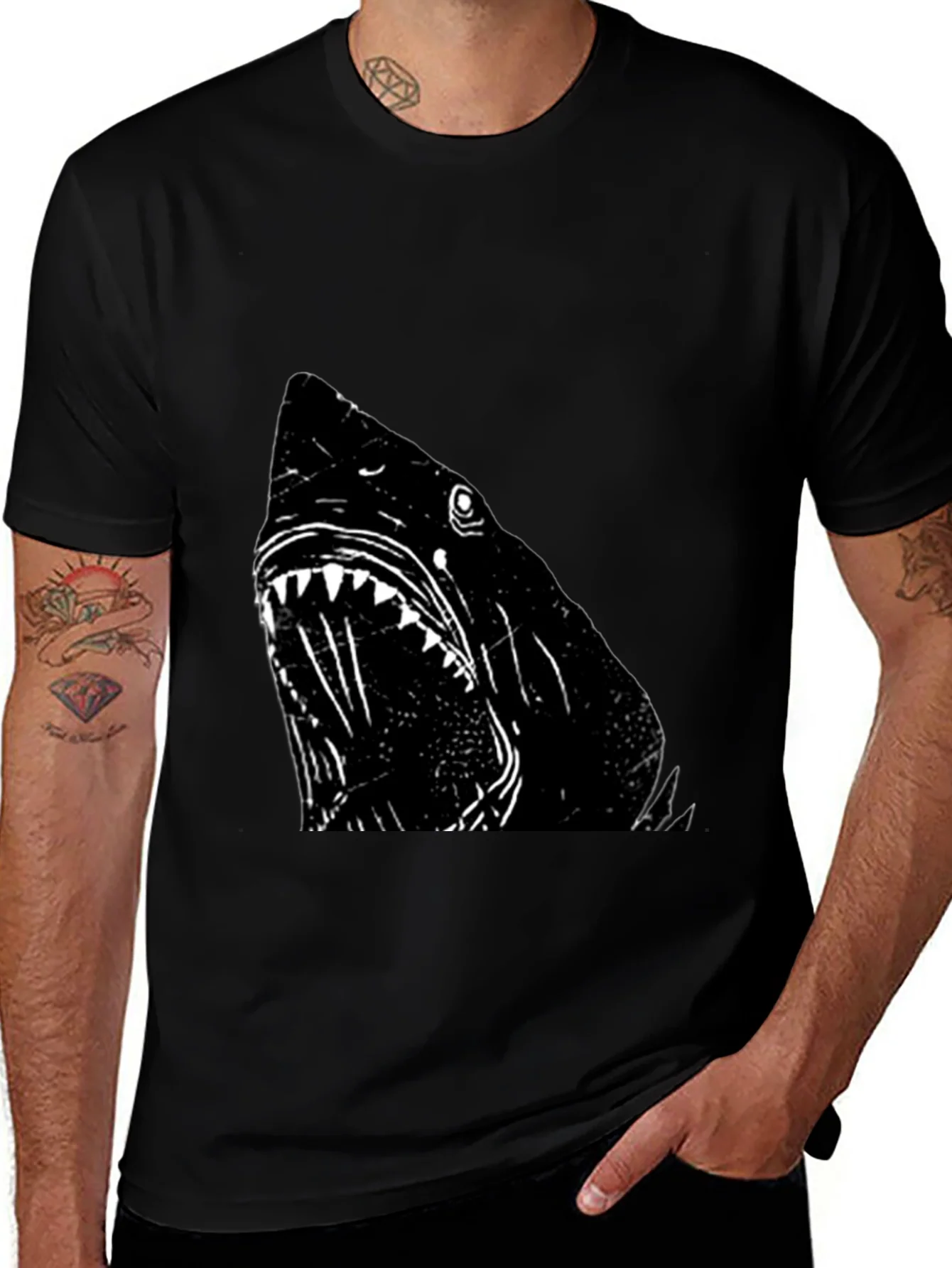 Rebbecca Shark Graphic T-Shirt - Black Cotton Tee