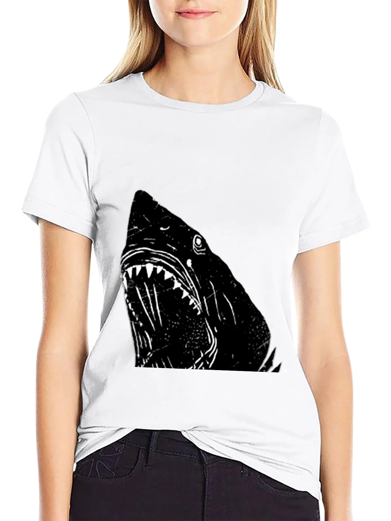 Rebbecca Shark Graphic T-Shirt - Black Cotton Tee