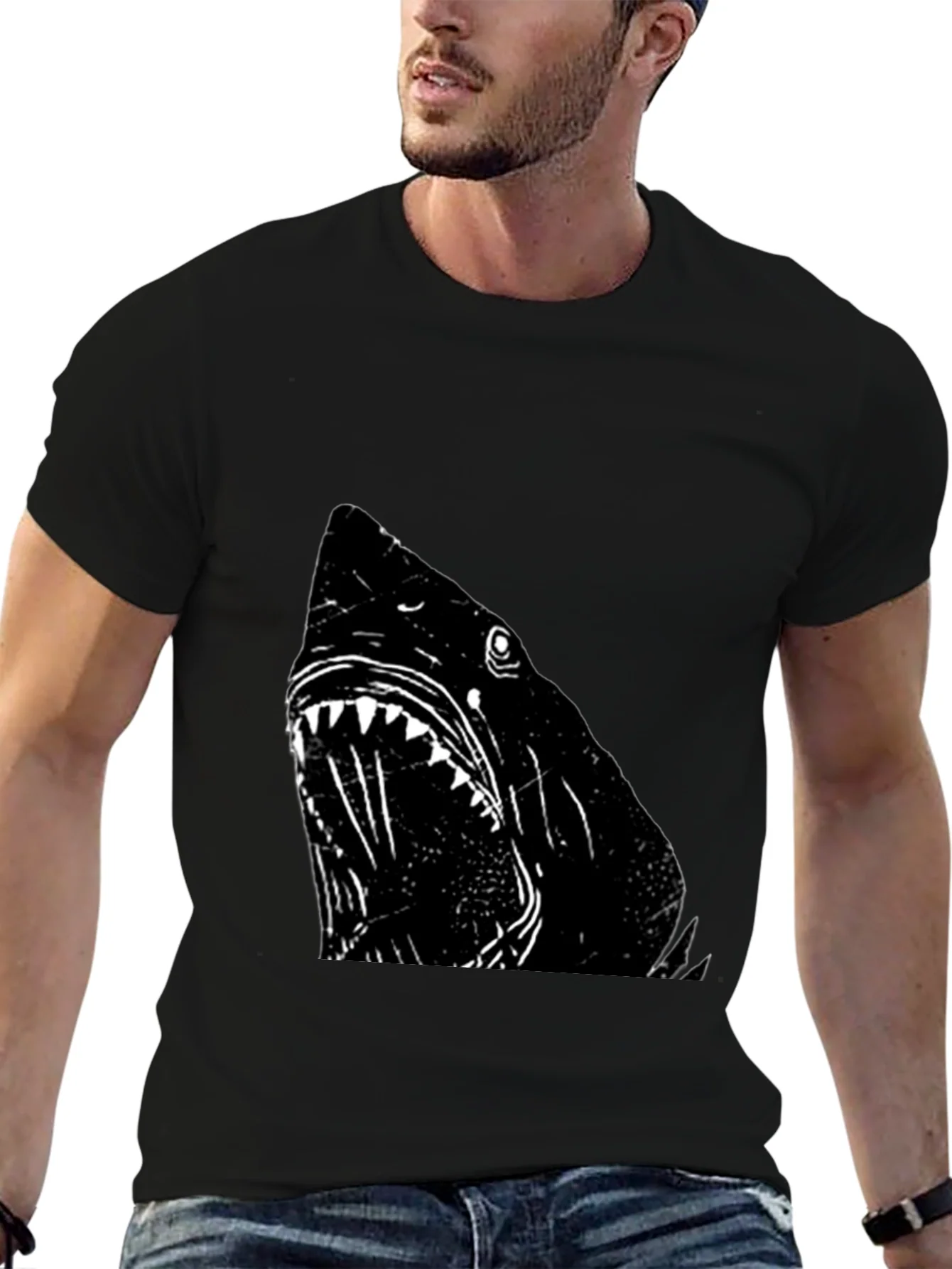 Rebbecca Shark Graphic T-Shirt - Black Cotton Tee