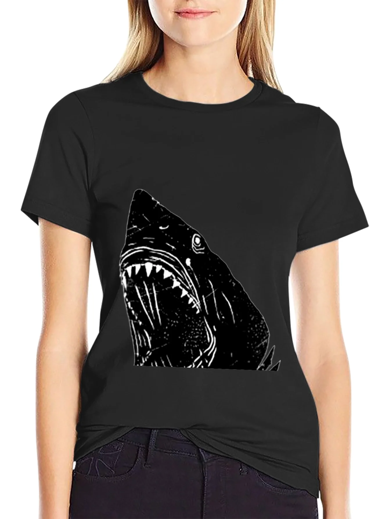 Rebbecca Shark Graphic T-Shirt - Black Cotton Tee