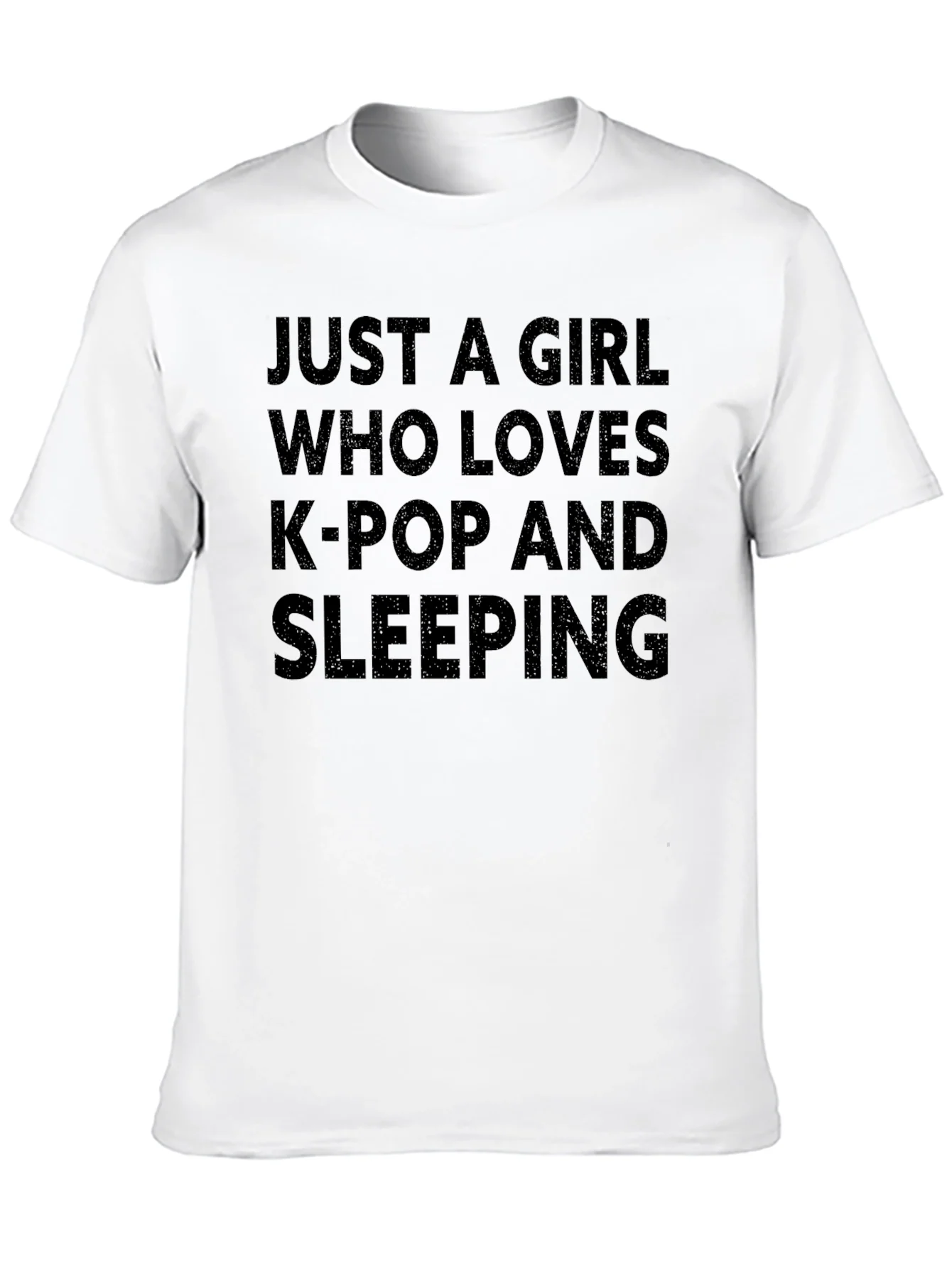 Camiseta Negra: Chica Amante del K-Pop y Dormir