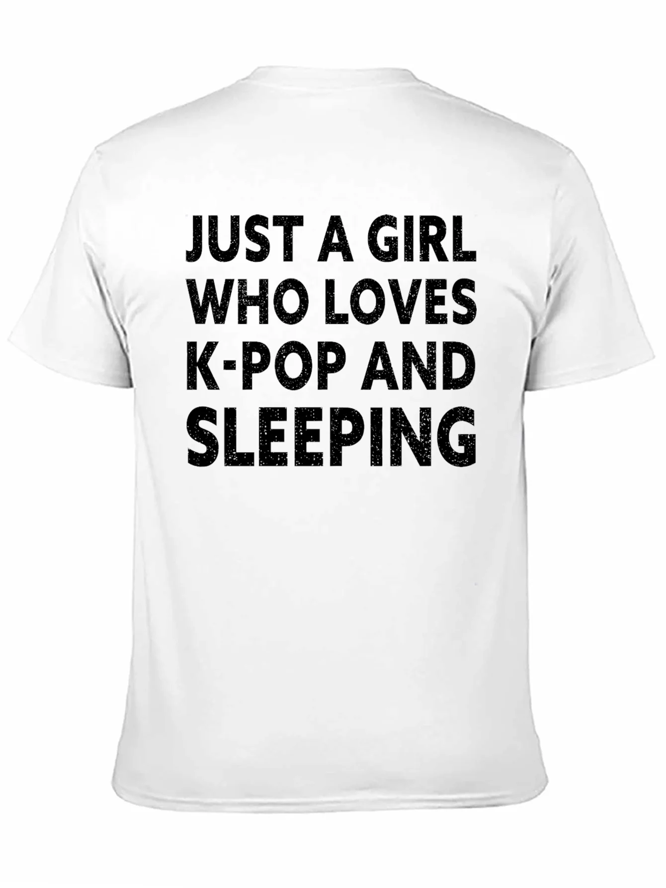 Camiseta Negra: Chica Amante del K-Pop y Dormir